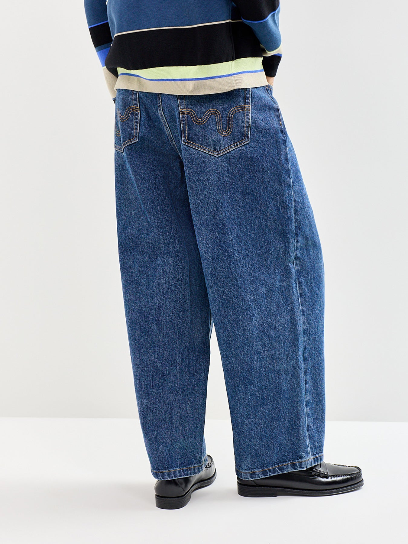 Running Dog Triple Scoop Denim Jeans Blue