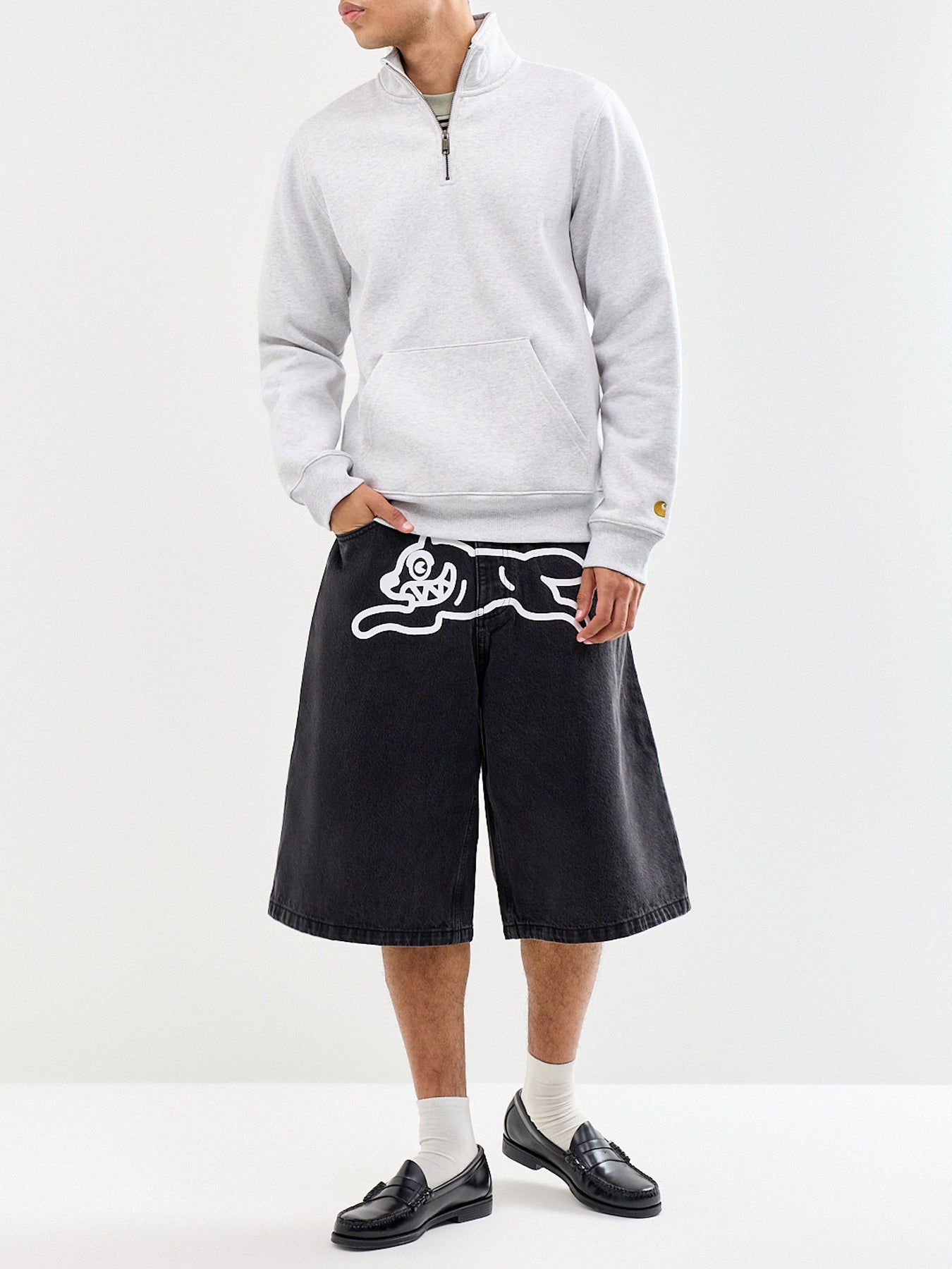 Running Dog Triple Scoop Denim Shorts Black