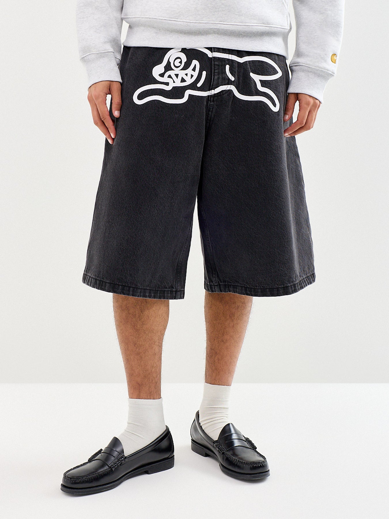 Running Dog Triple Scoop Denim Shorts Black