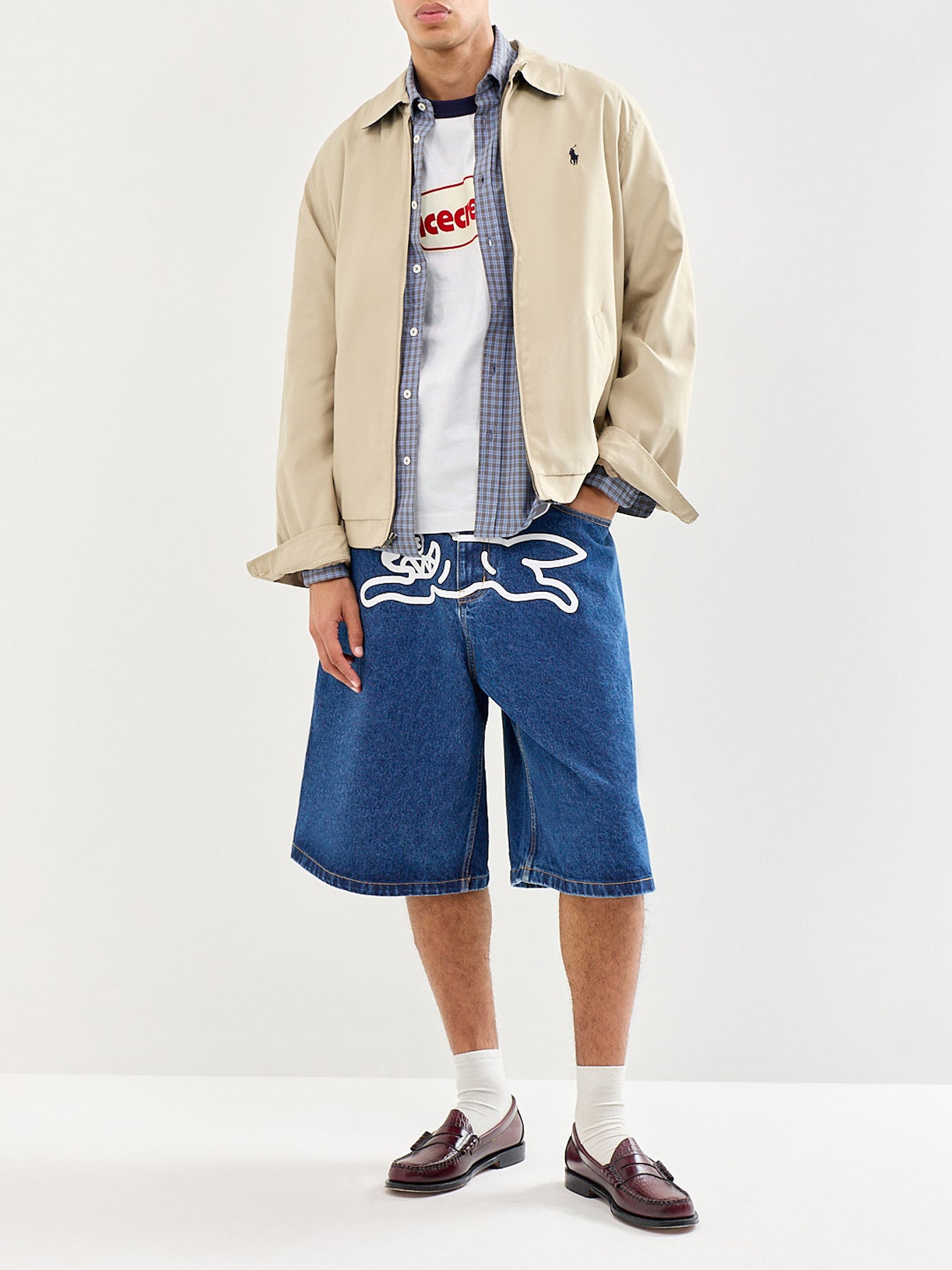 Running Dog Triple Scoop Denim Shorts Blue
