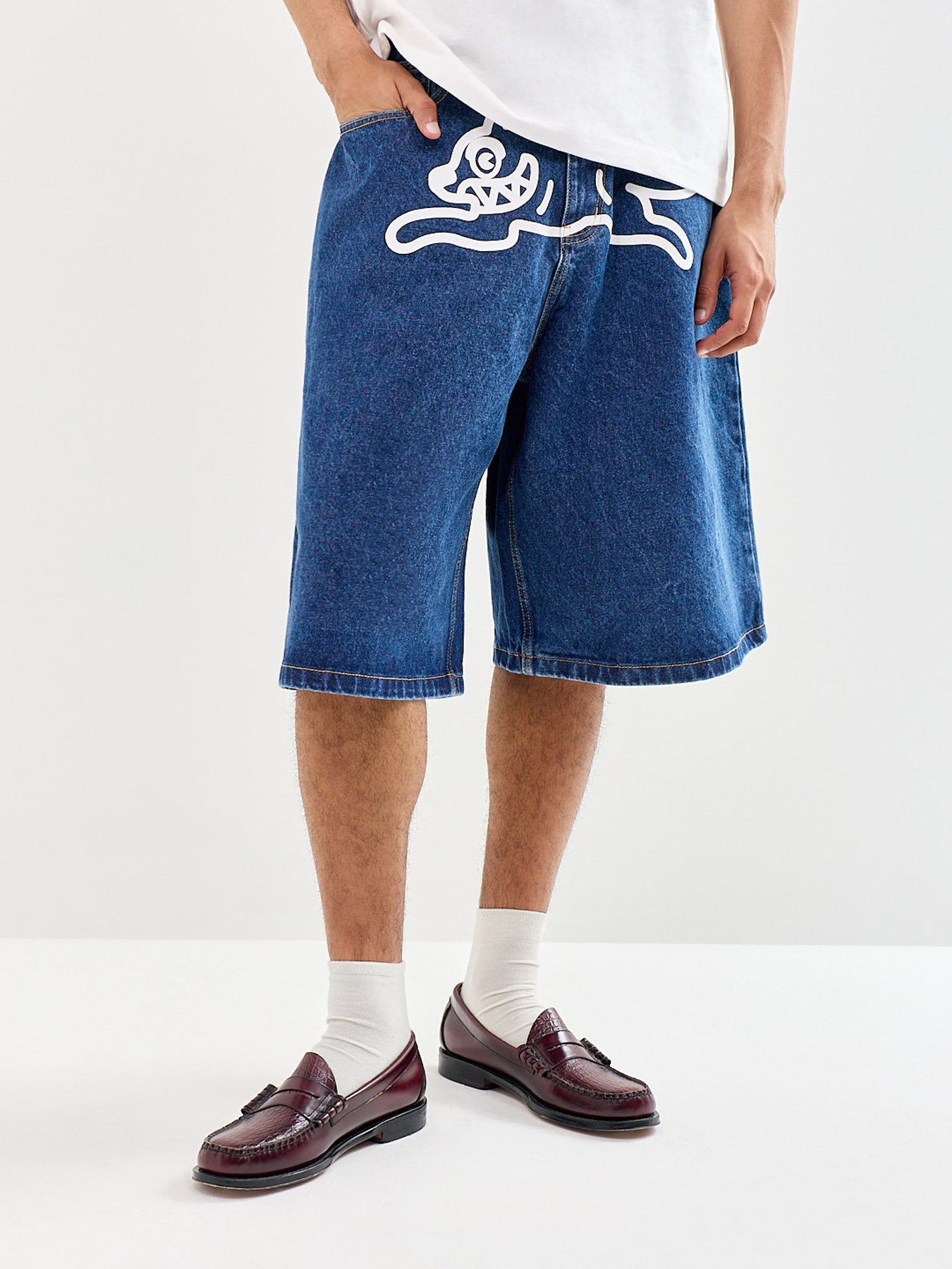 Running Dog Triple Scoop Denim Shorts Blue