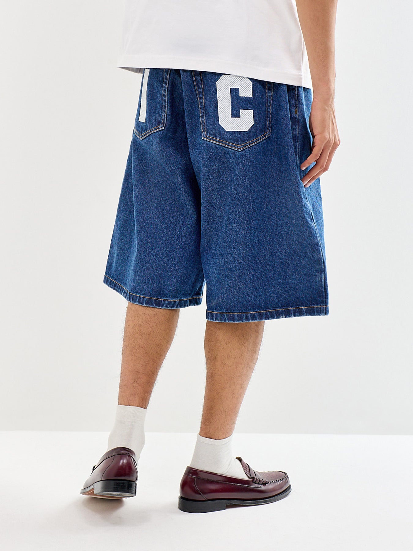 Running Dog Triple Scoop Denim Shorts Blue