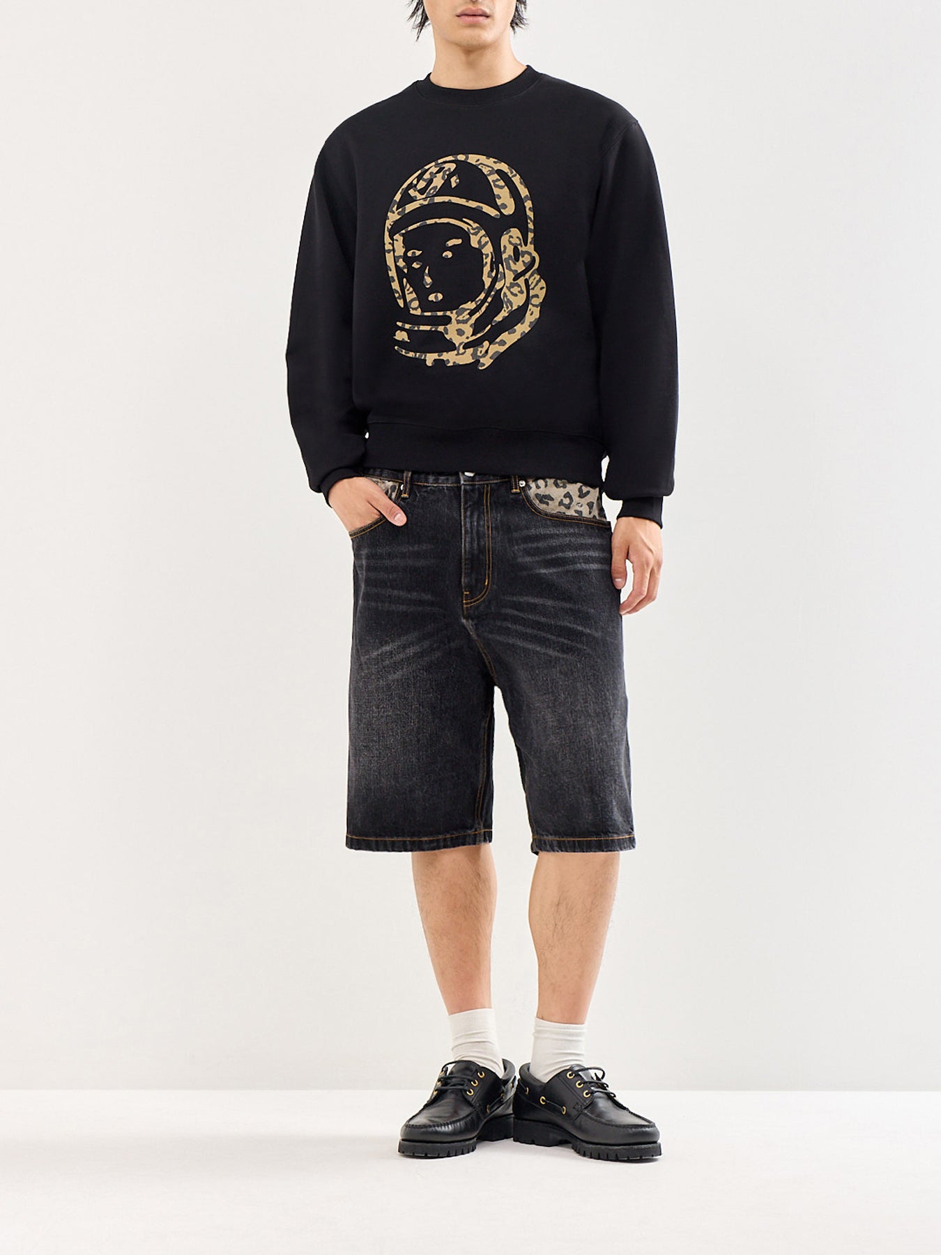 Leopard Camo Astro Crewneck Sweatshirt Black