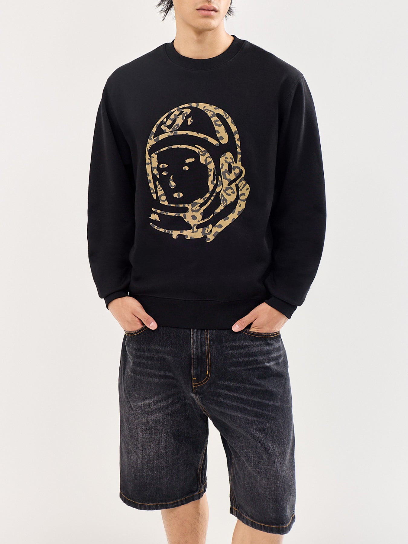 Leopard Camo Astro Crewneck Sweatshirt Black