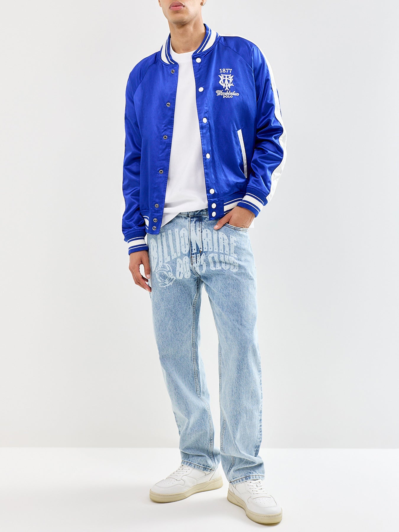 Faded Arch Logo Denim Jeans Blue