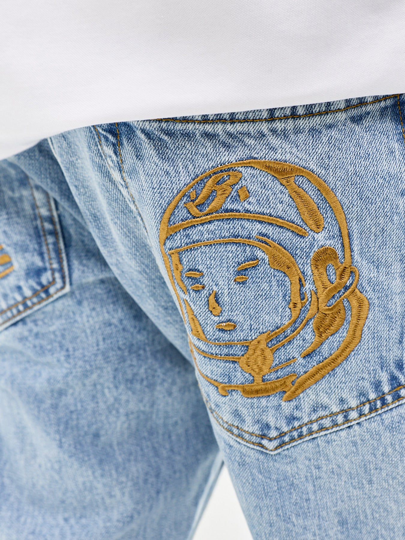 Faded Arch Logo Denim Jeans Blue