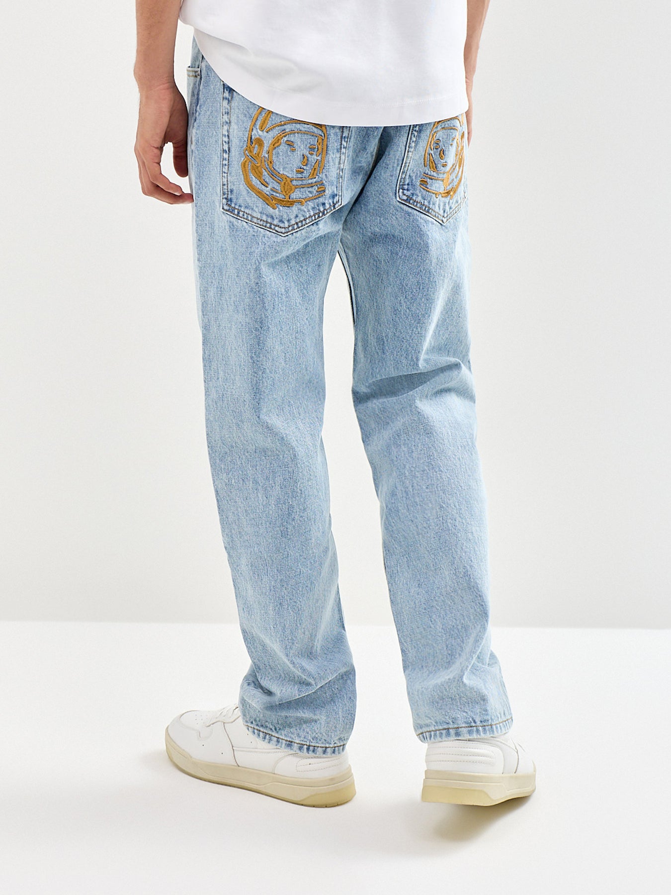 Faded Arch Logo Denim Jeans Blue