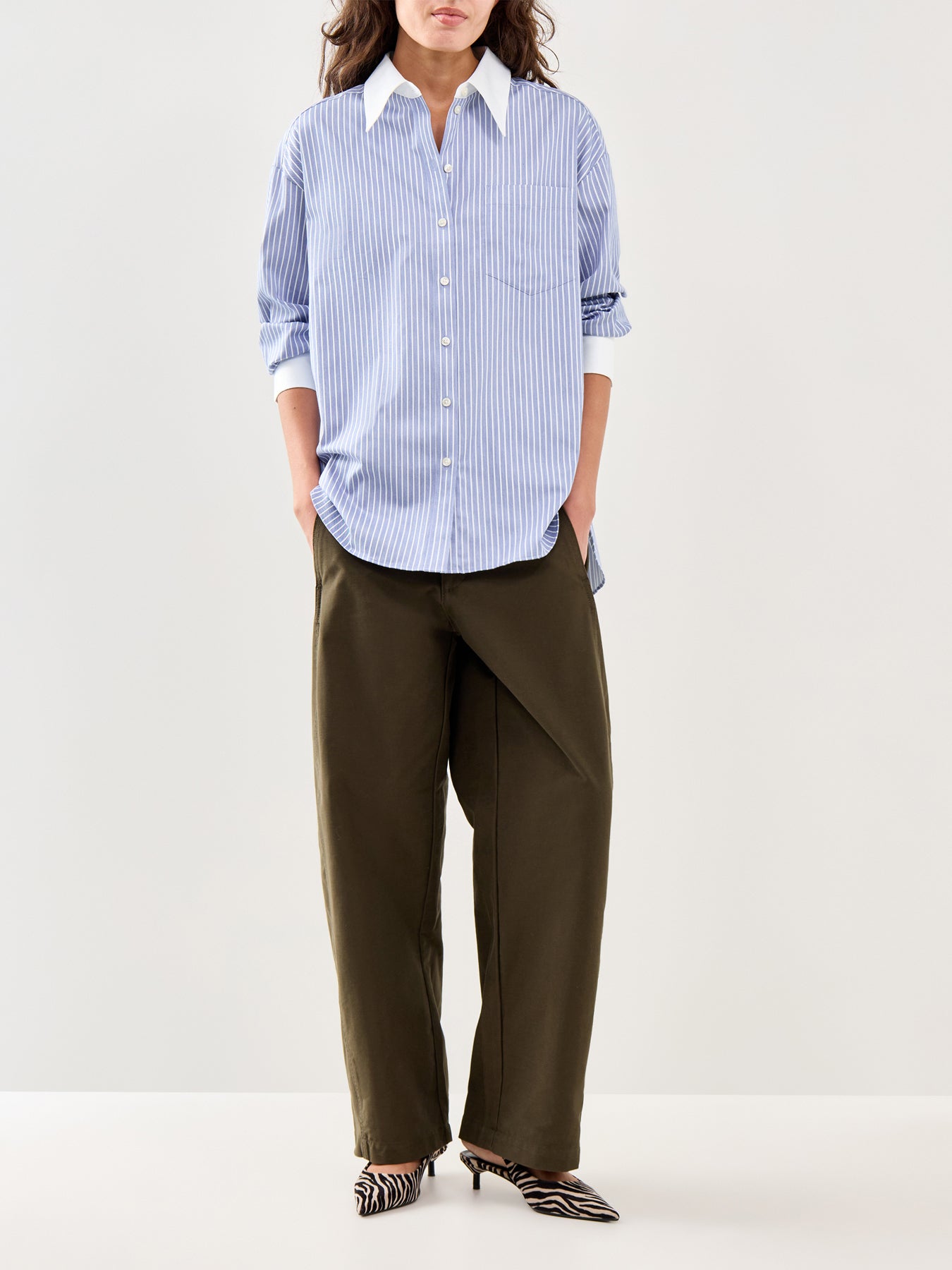 Romie Oversized Long Sleeve Shirt Blue