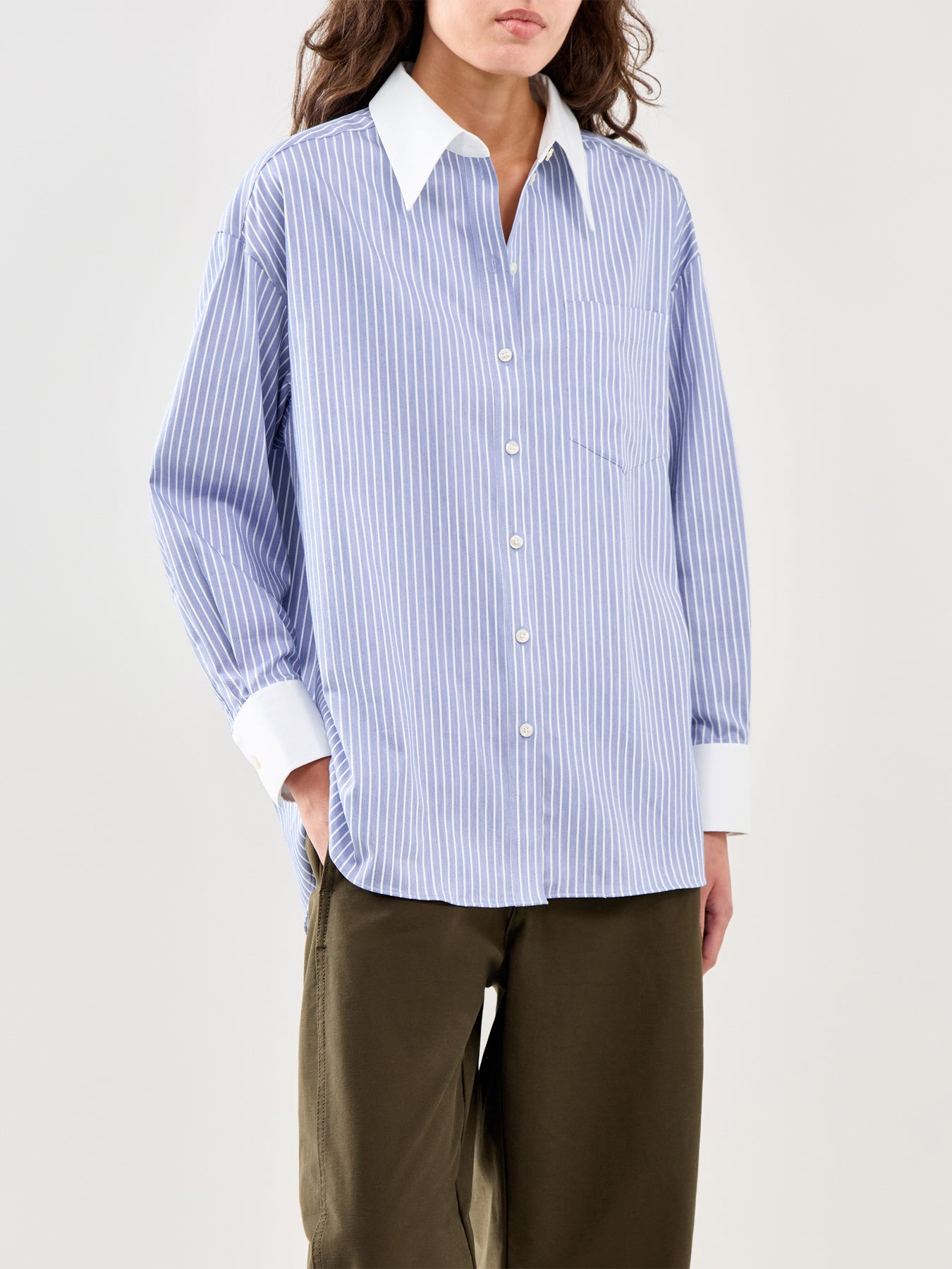 Romie Oversized Long Sleeve Shirt Blue
