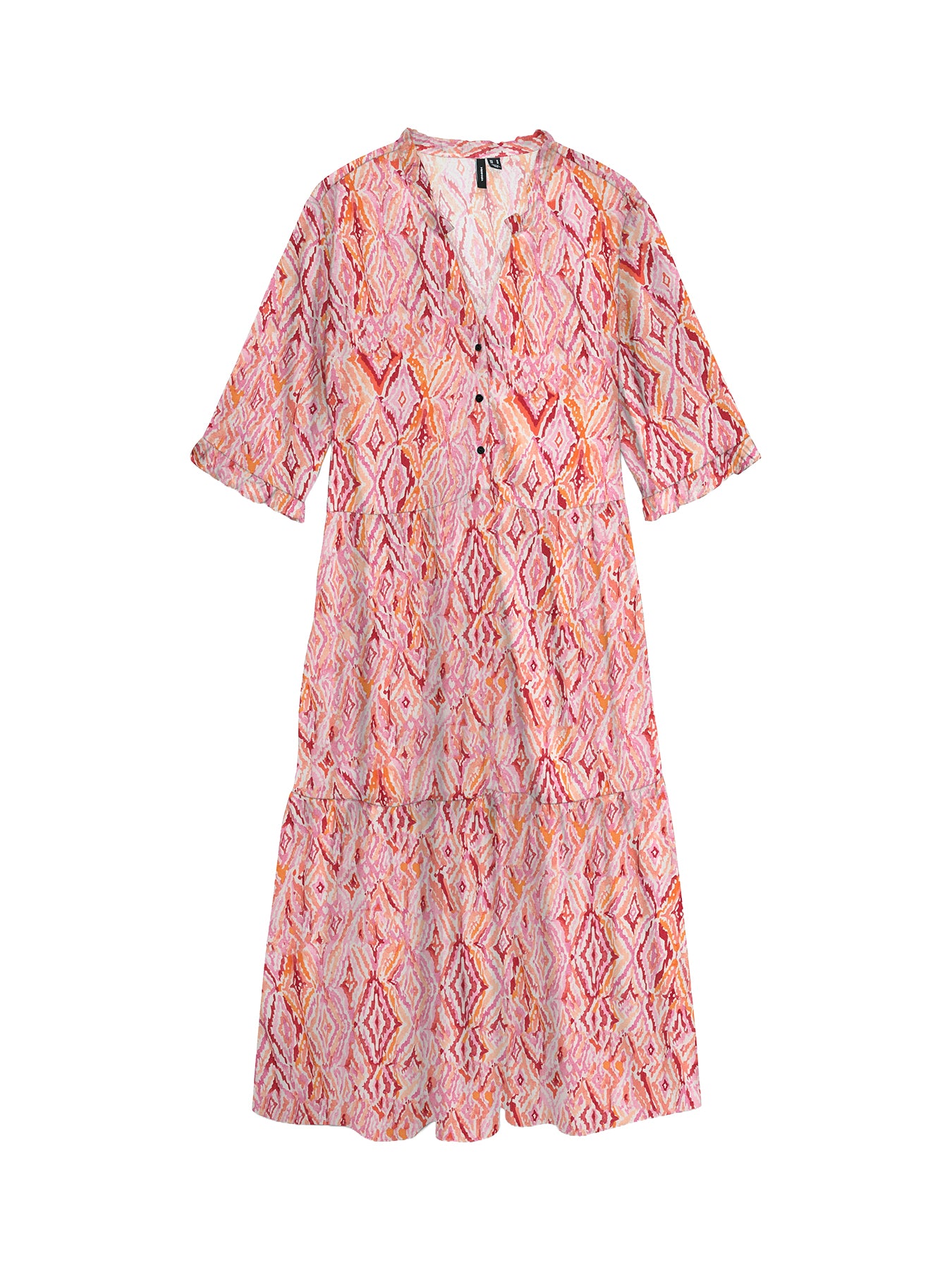 Frill Calf Length Dress Pink