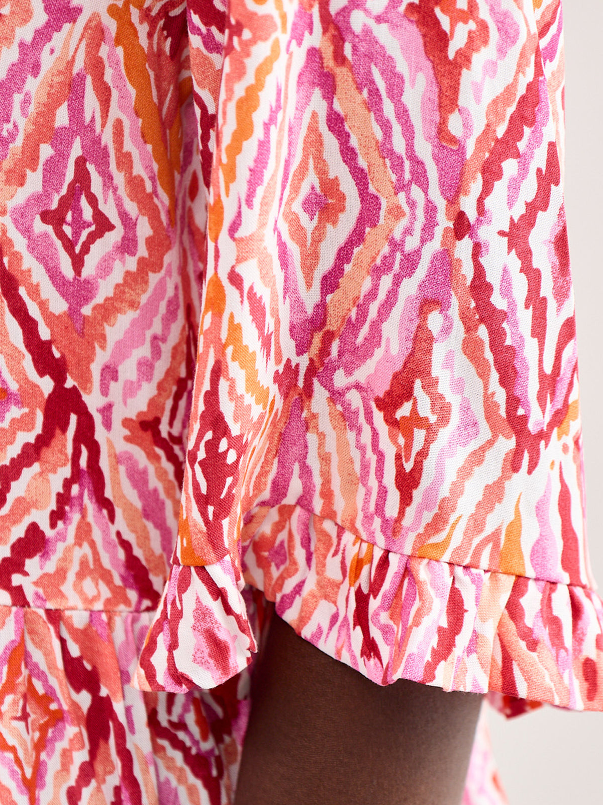Frill Calf Length Dress Pink