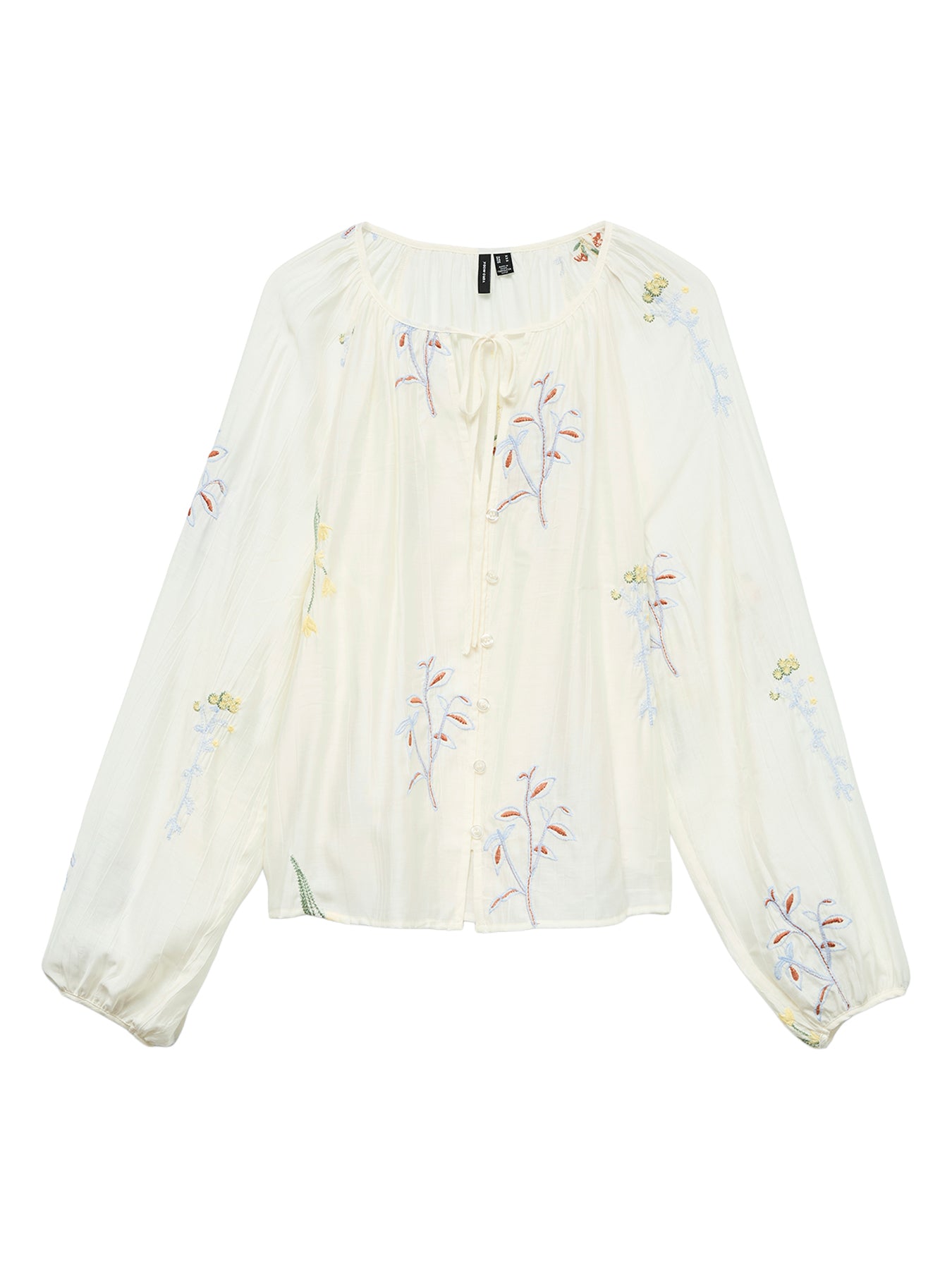 Lina Embroidered Long Sleeve Blouse White