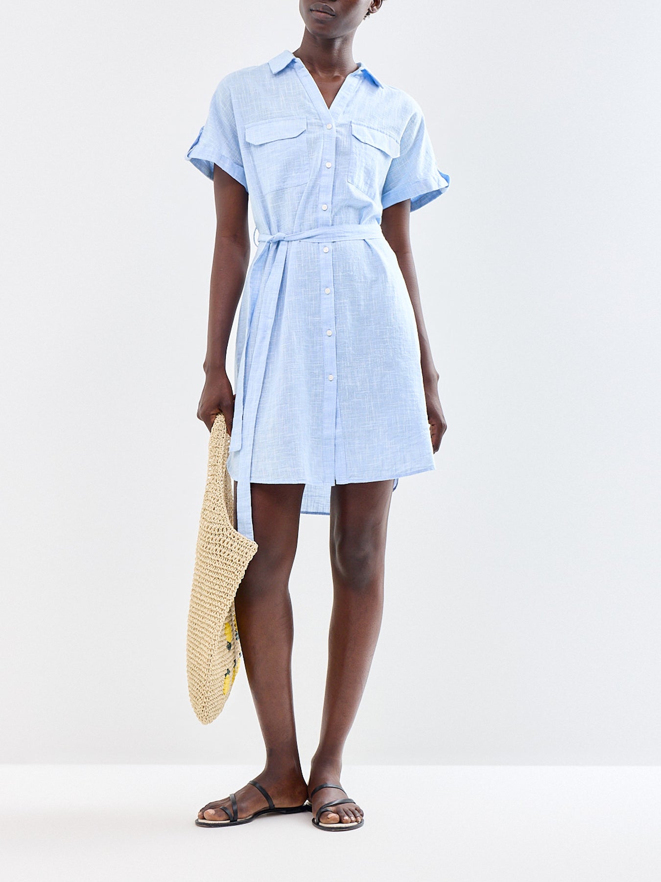 Hilde Short Sleeve Shirt Dress Cream