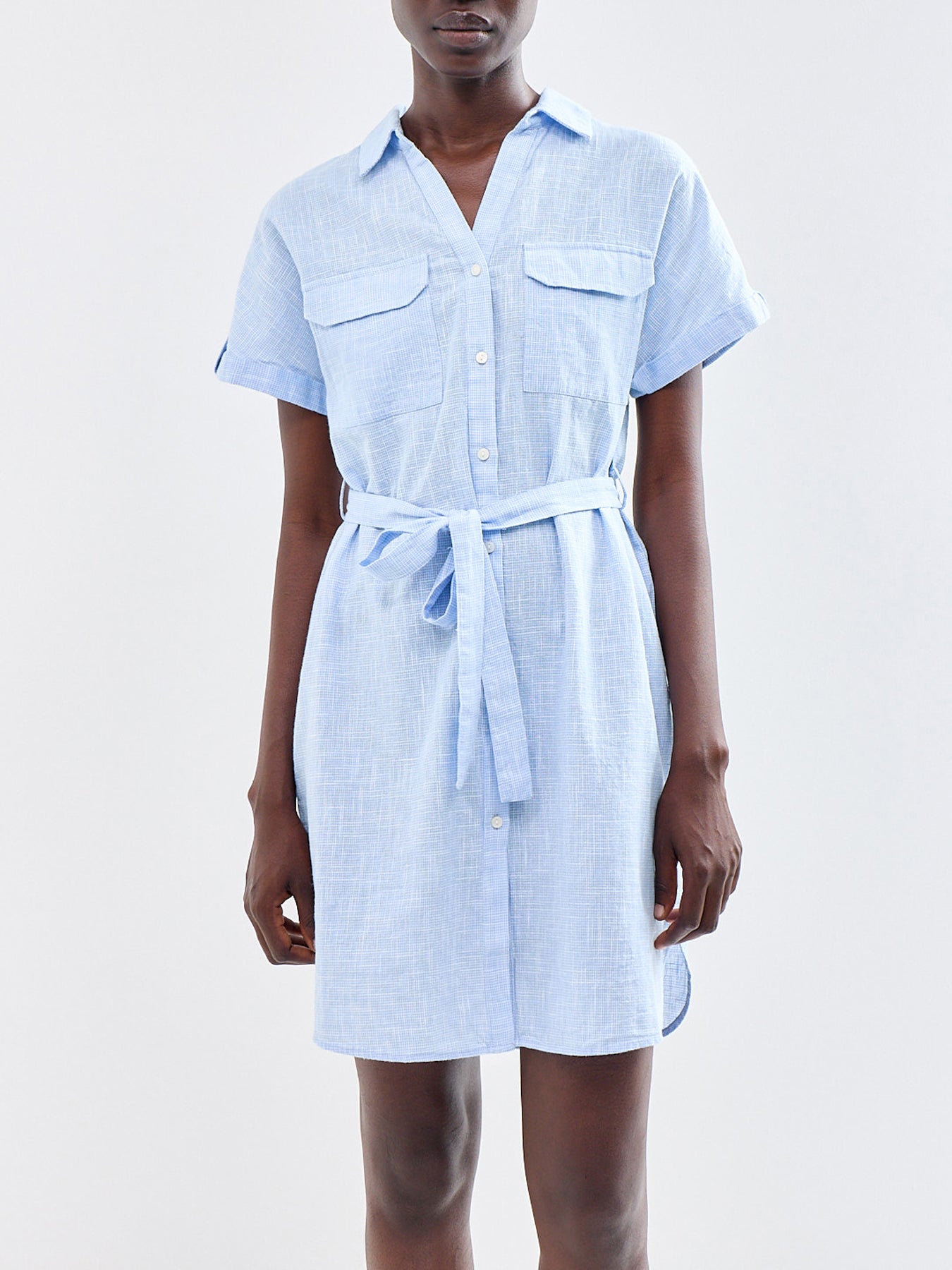 Hilde Short Sleeve Shirt Dress Cream