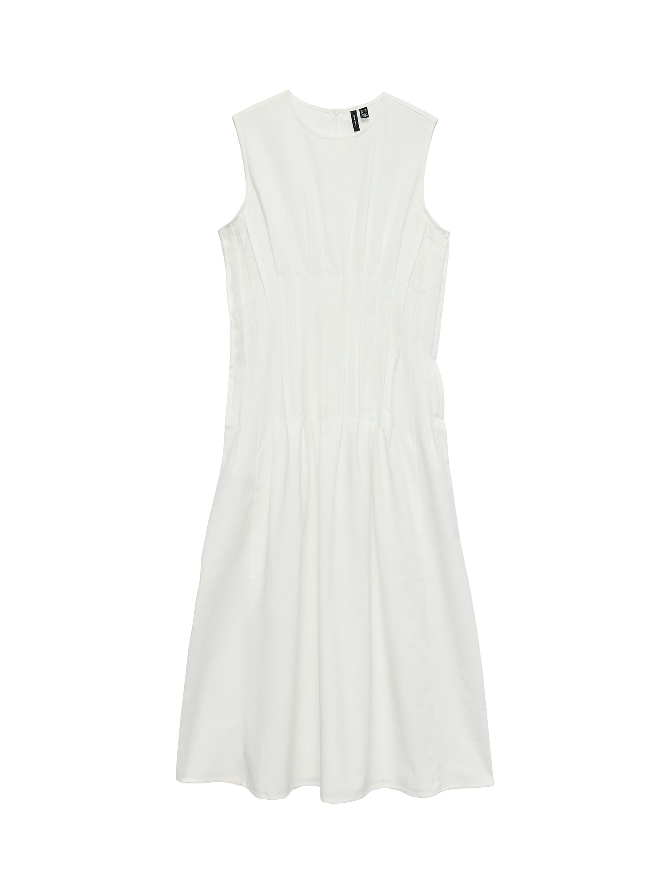 Tabia Sleeveless Pleated Dress White