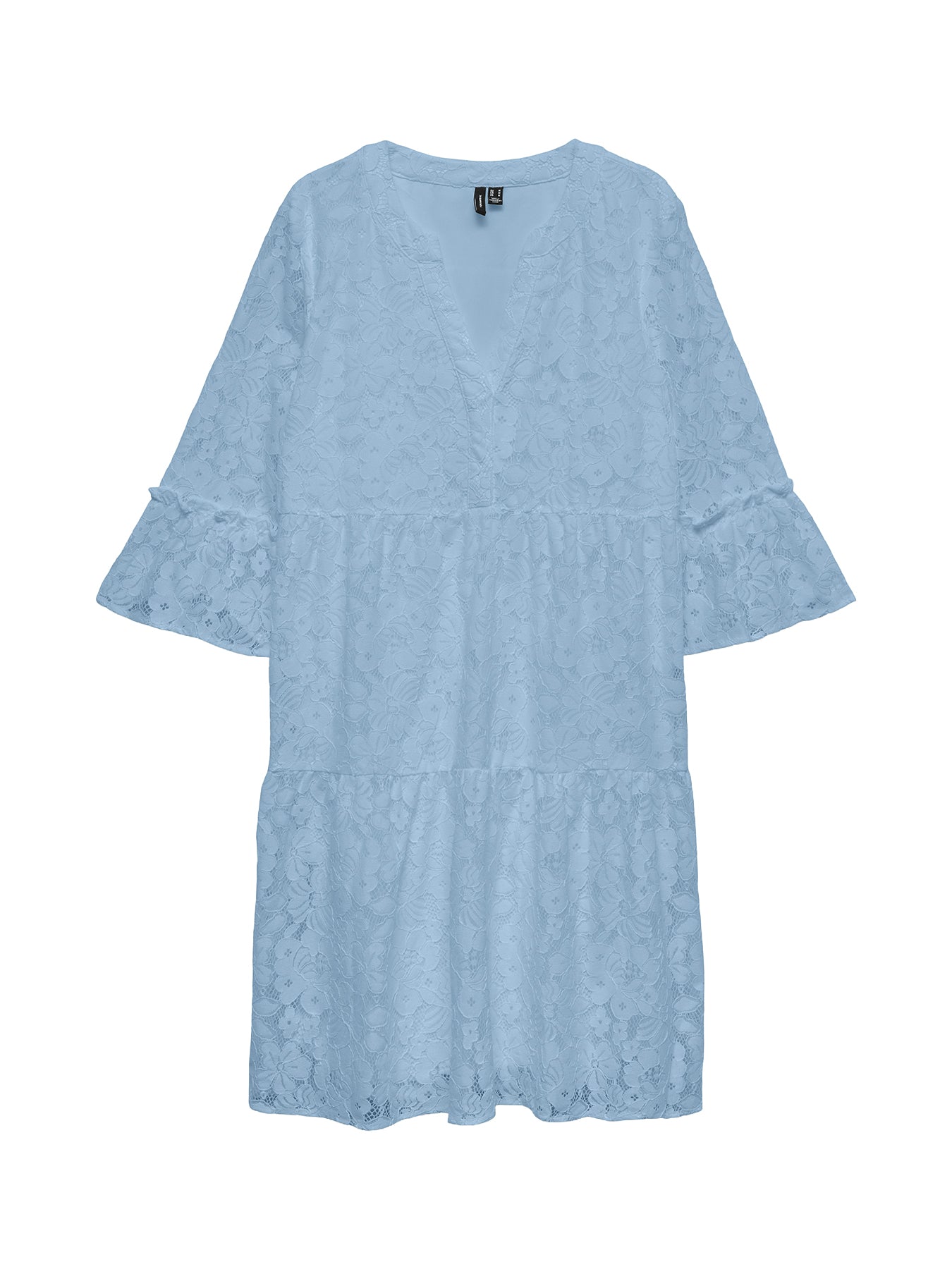Honey Lace V-Neck Tunic Dress Cashmere Blue Flower Lace