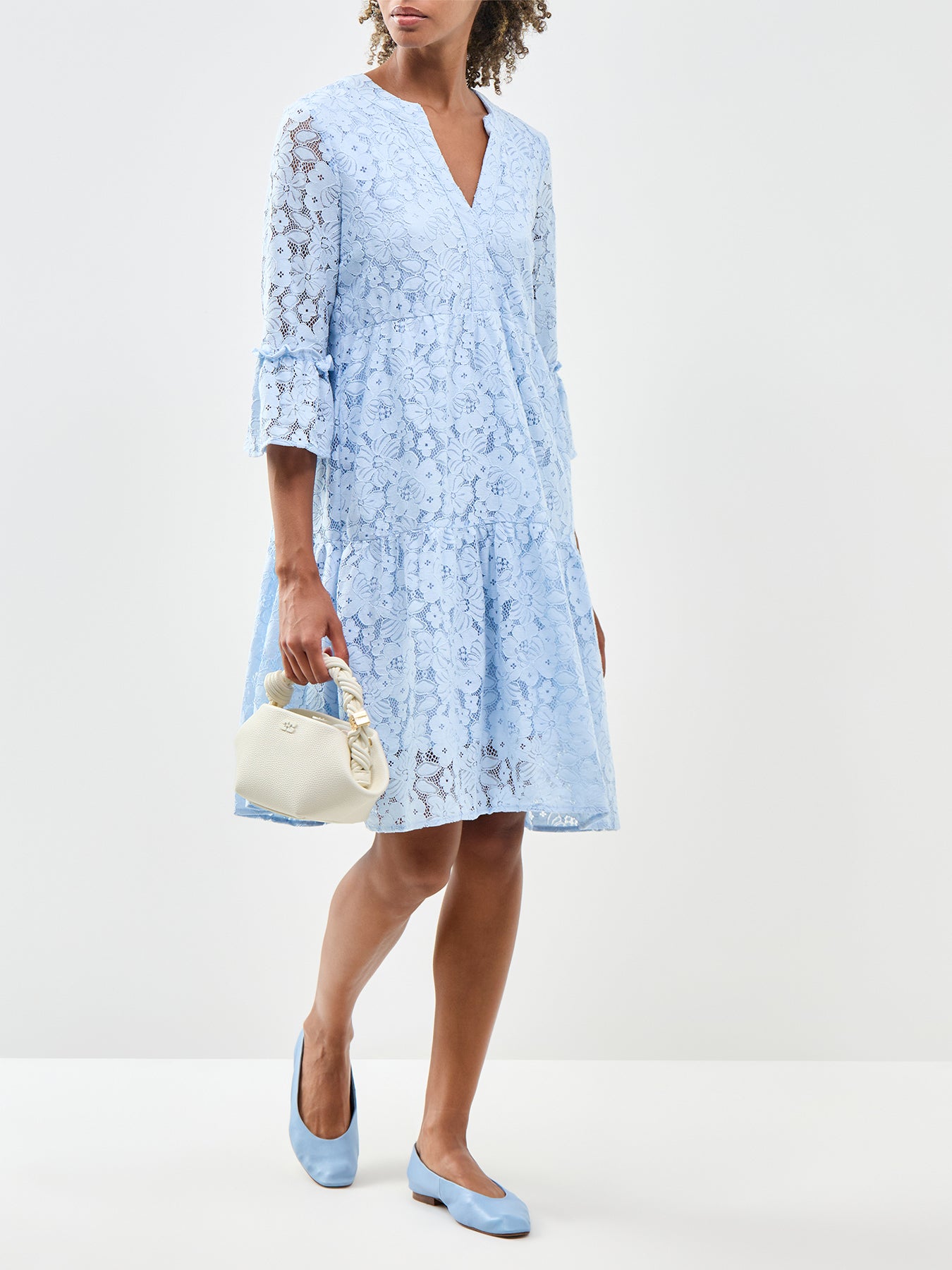 Honey Lace V-Neck Tunic Dress Blue
