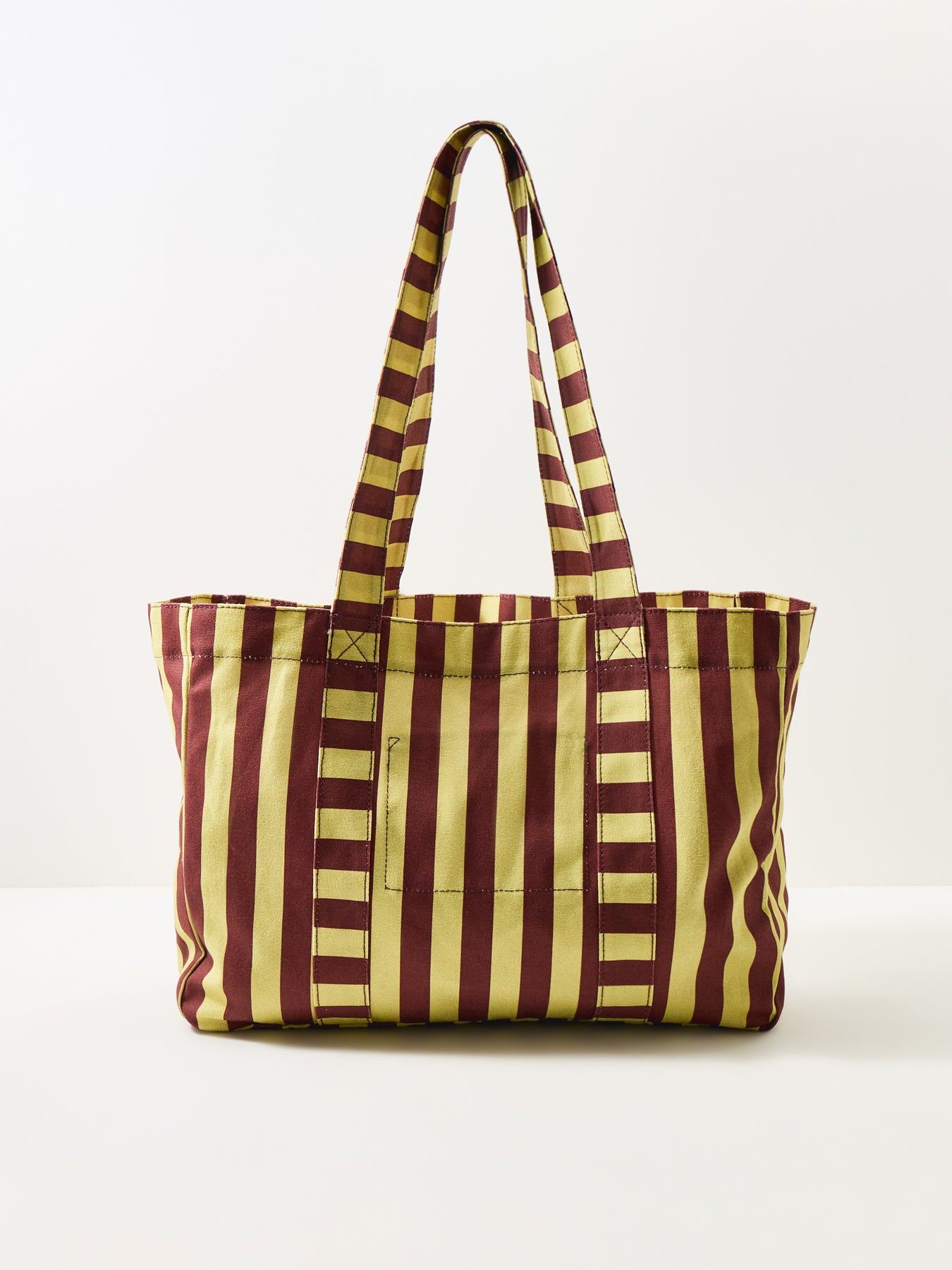 Large Canvas Tote Bag Green Stripe
