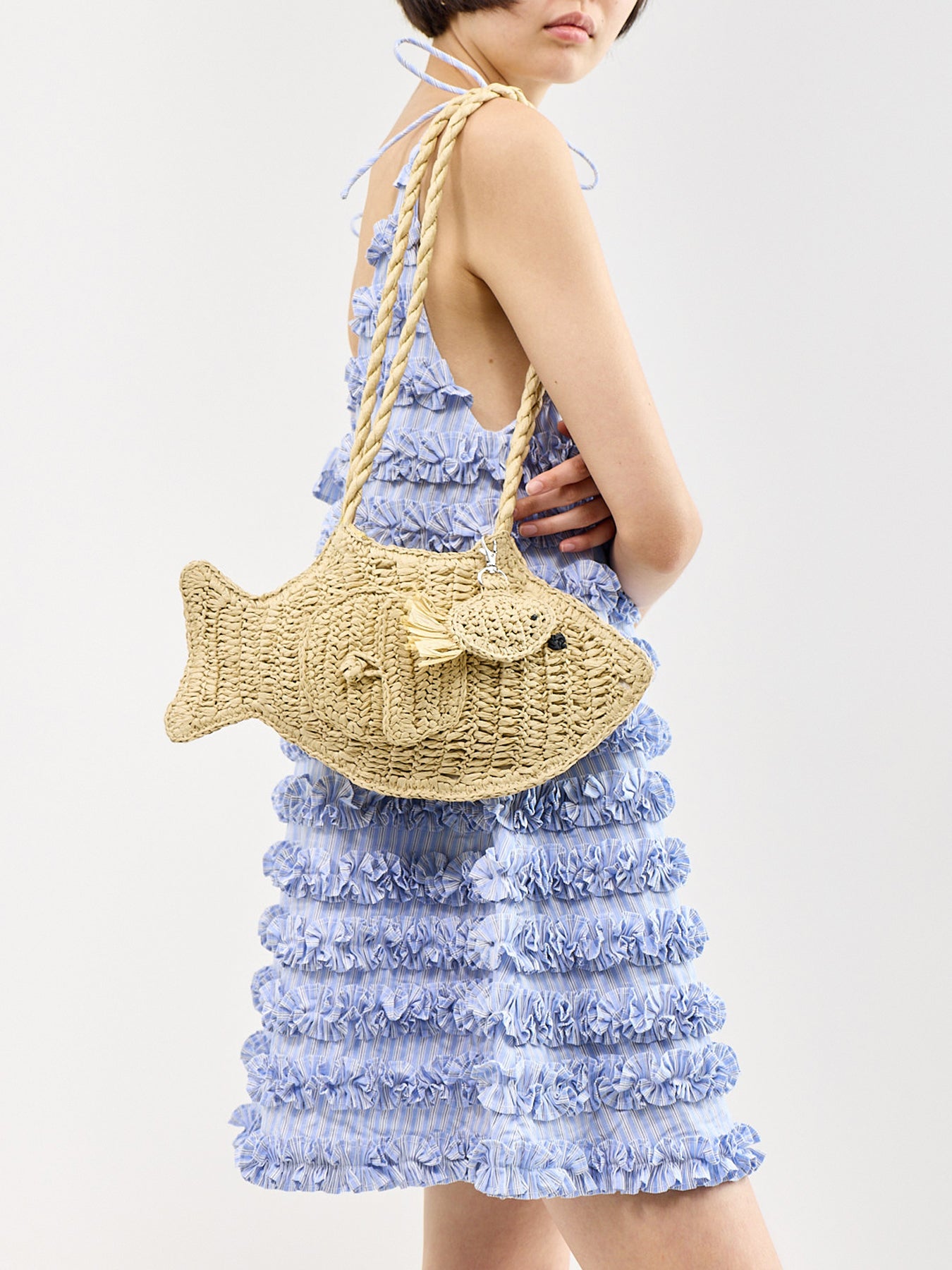 Raffia Fish Tote Bag Natural