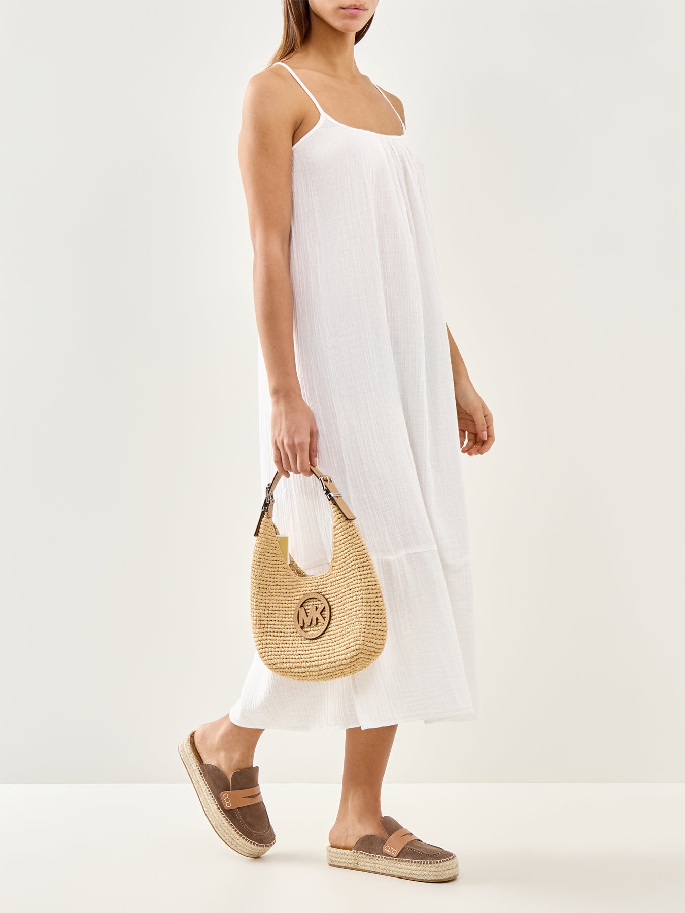 Sunset Tie Back Smock Dress White