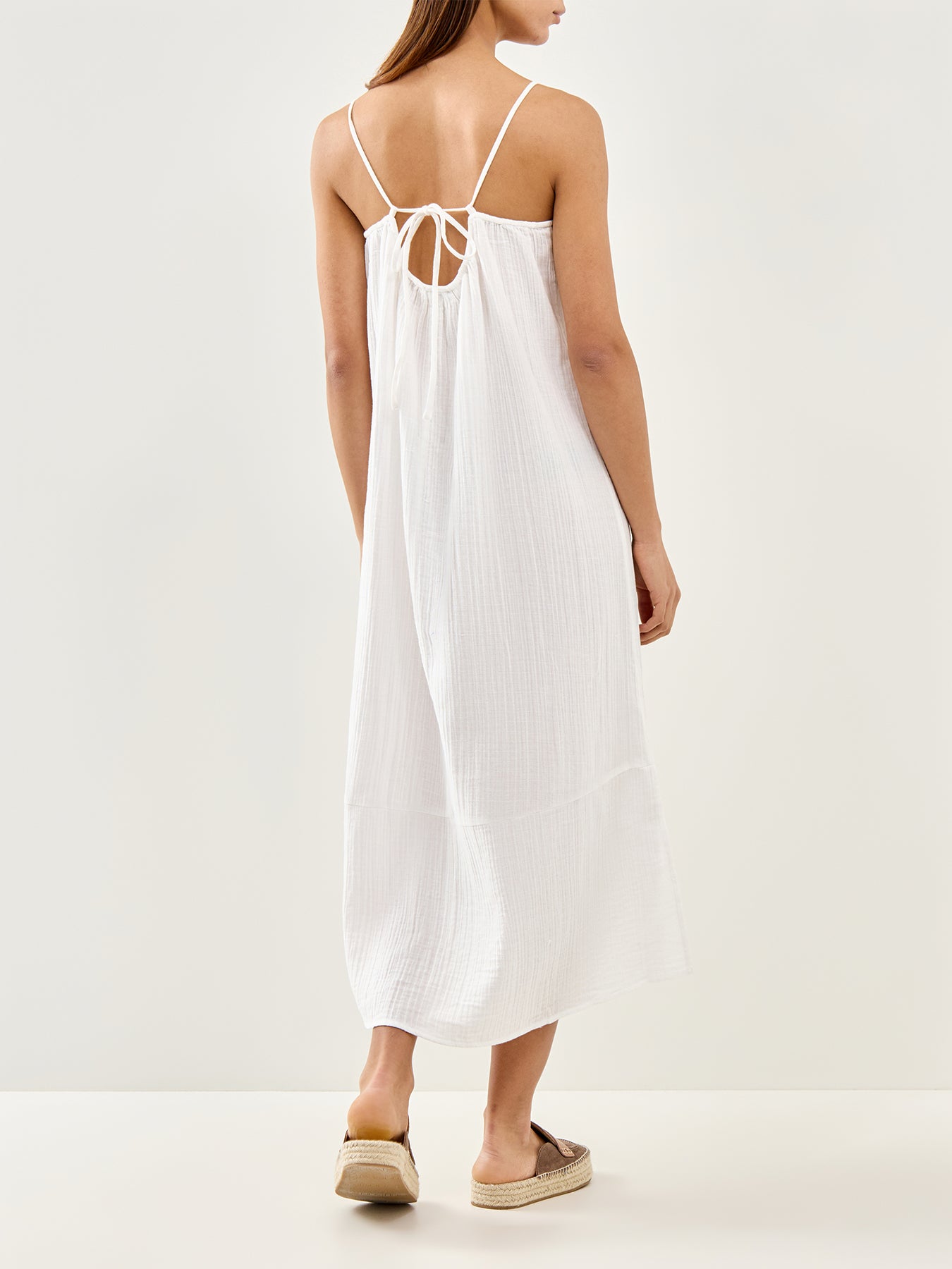 Sunset Tie Back Smock Dress White