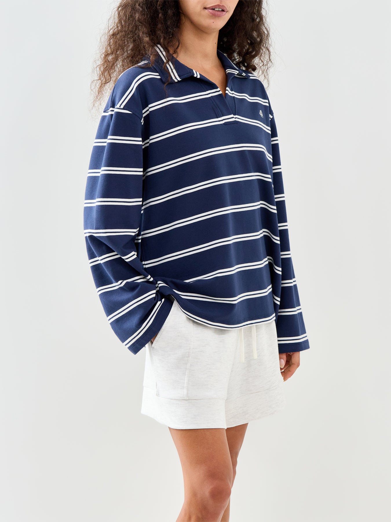 Hailey Stripe Rugby Top Navy