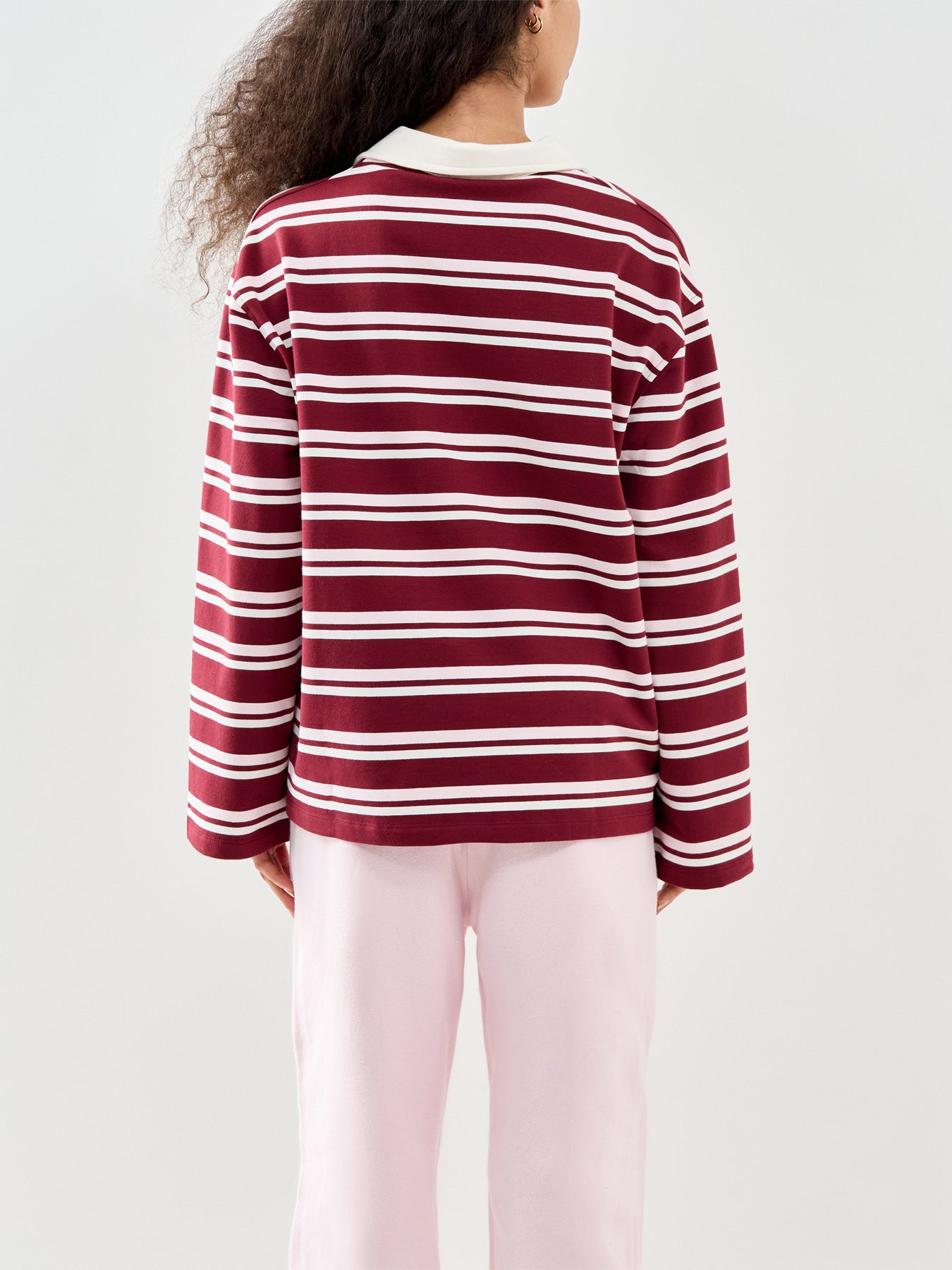 Hailey Stripe Rugby Top Burgundy