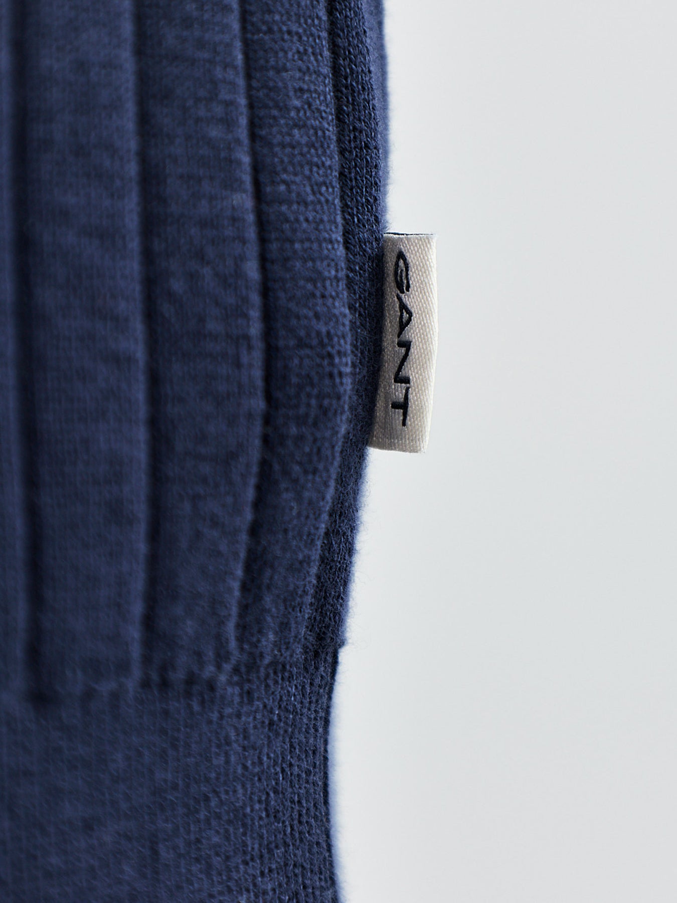 Cotton Rib Polo Cardigan Navy