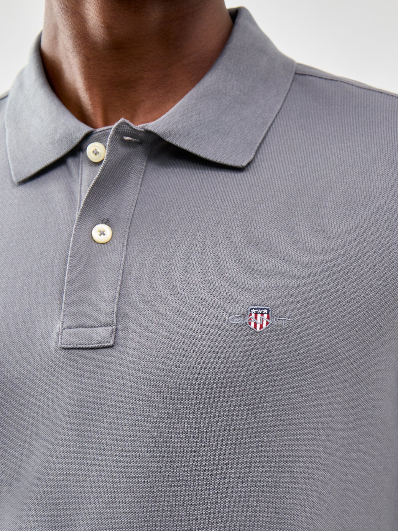 Shield Pique Polo Shirt Grey