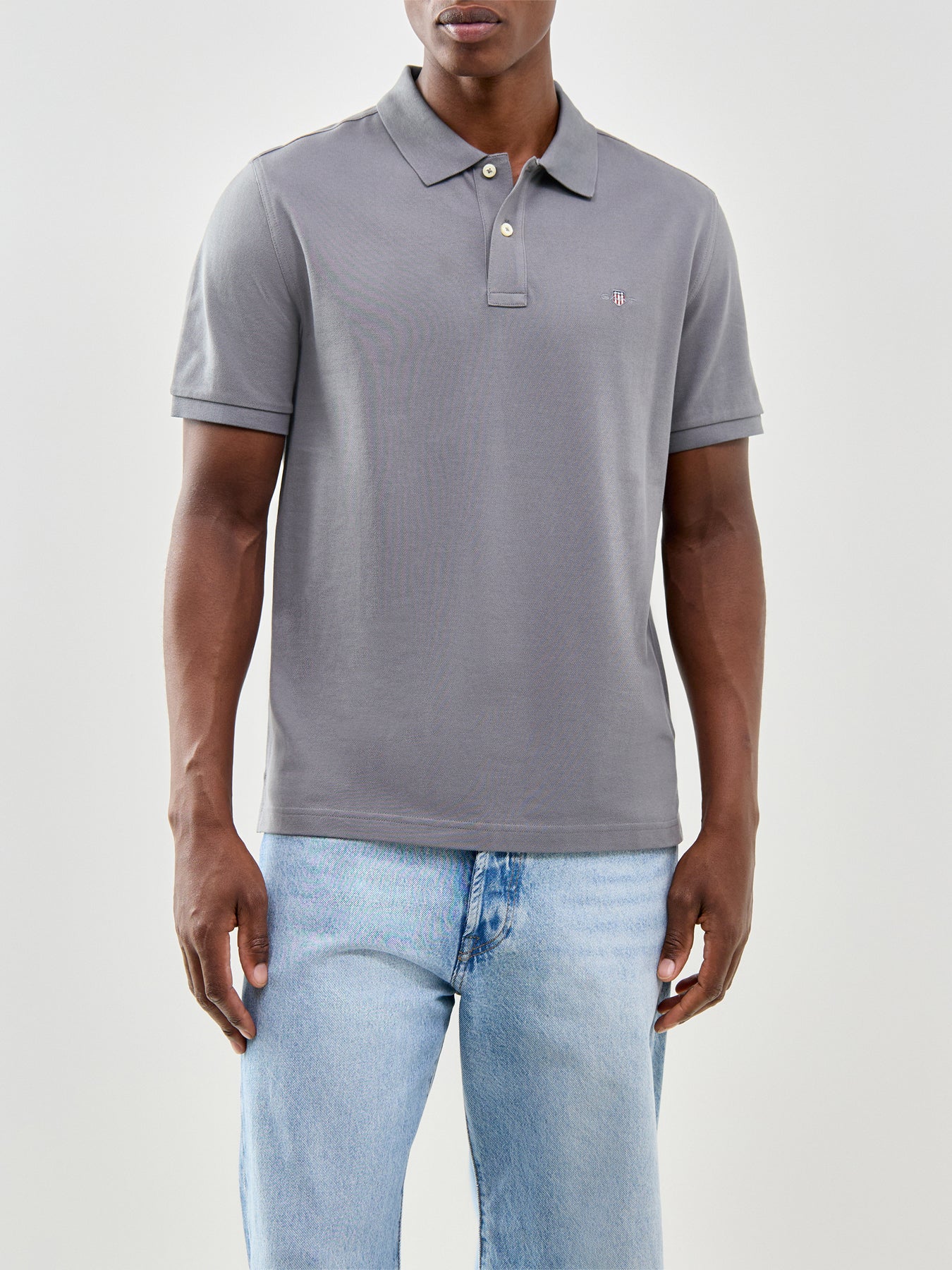 Shield Pique Polo Shirt Grey