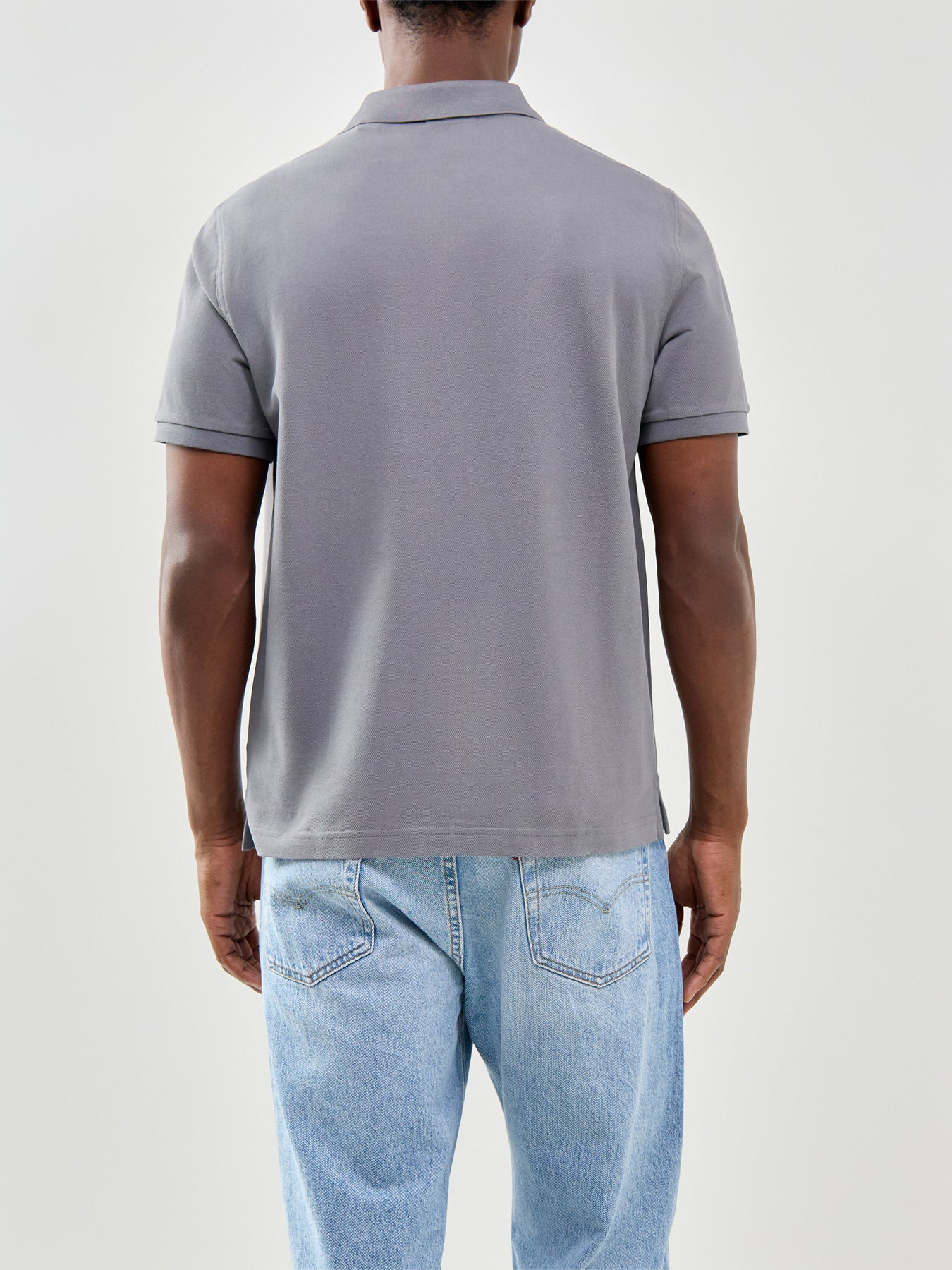 Shield Pique Polo Shirt Grey