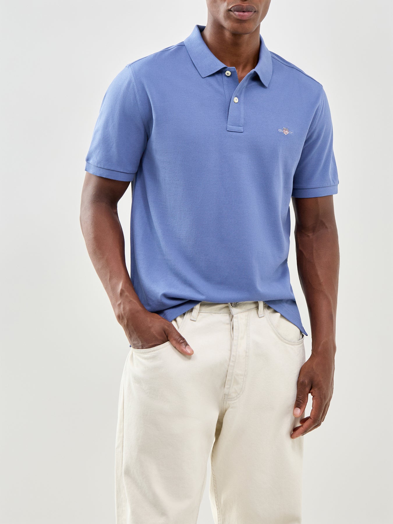 Shield Pique Polo Shirt Blue