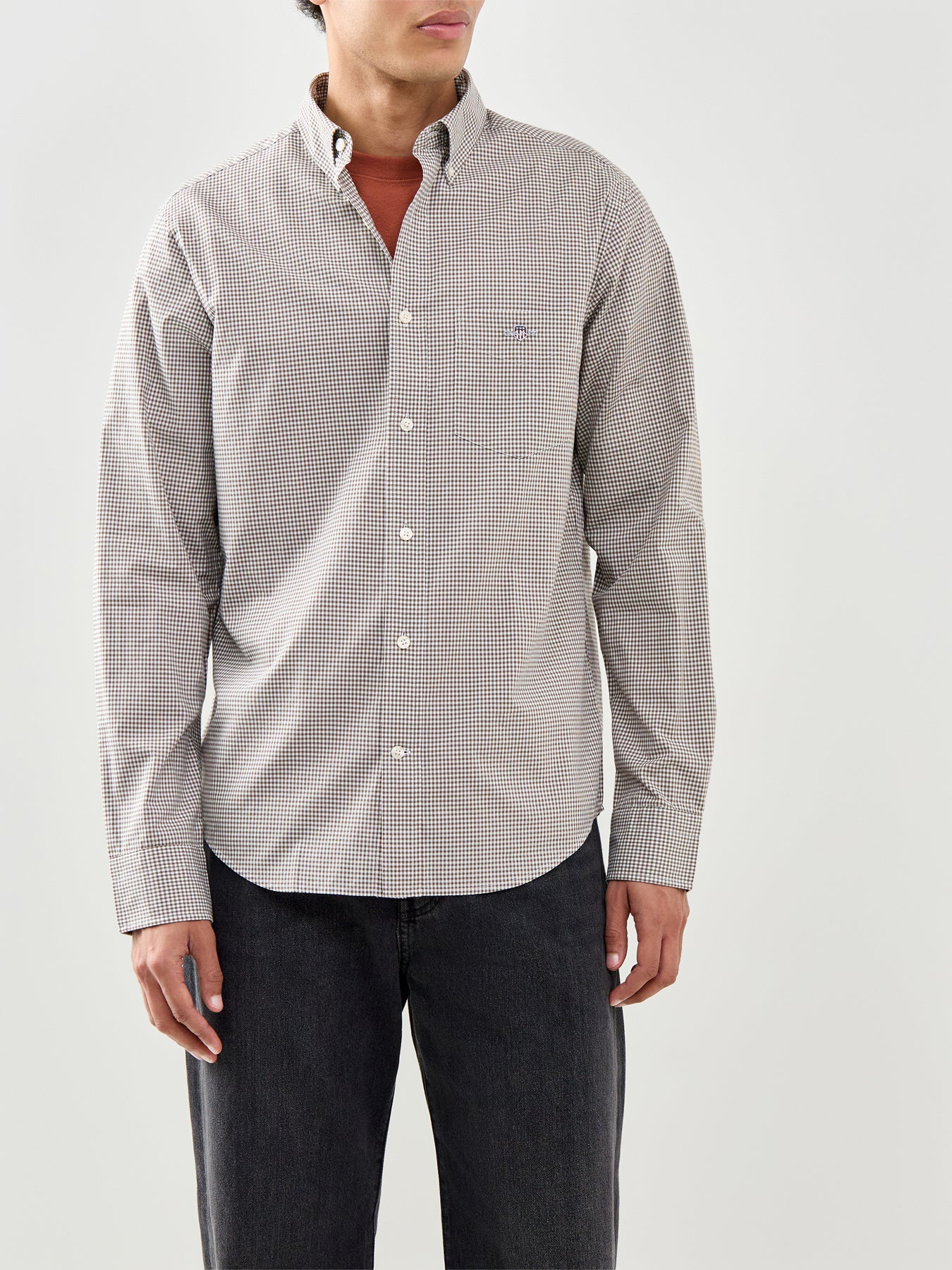 Classic Poplin Gingham Shirt Beige