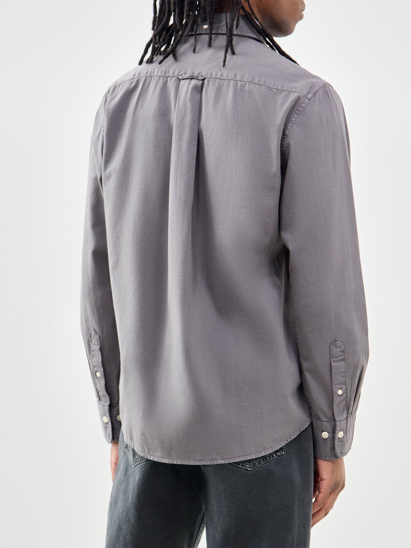 Garment Dyed Twill Long Sleeve Shirt Grey