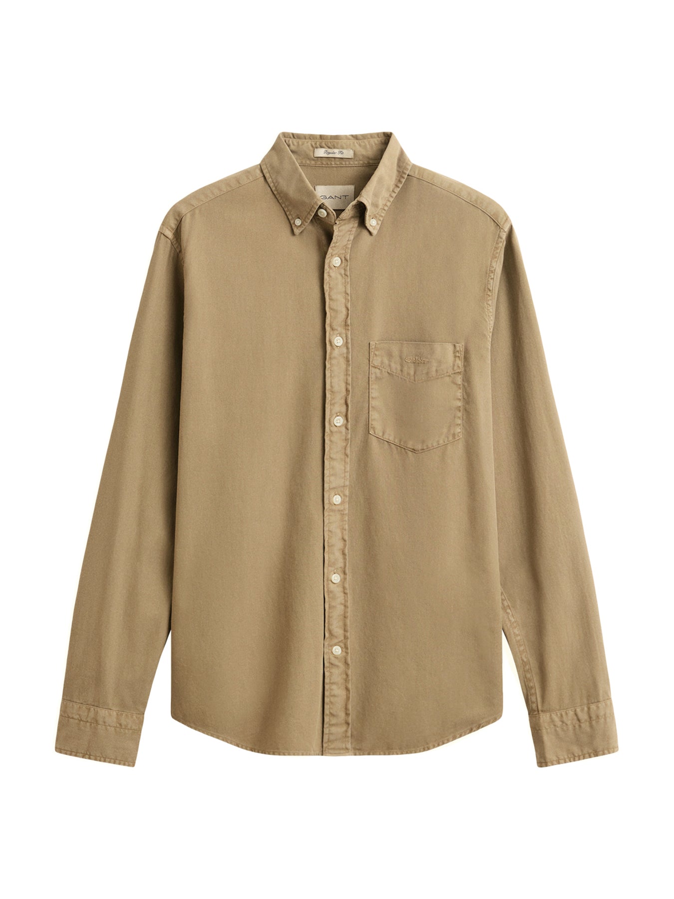 Garment Dyed Twill Long Sleeve Shirt Beige