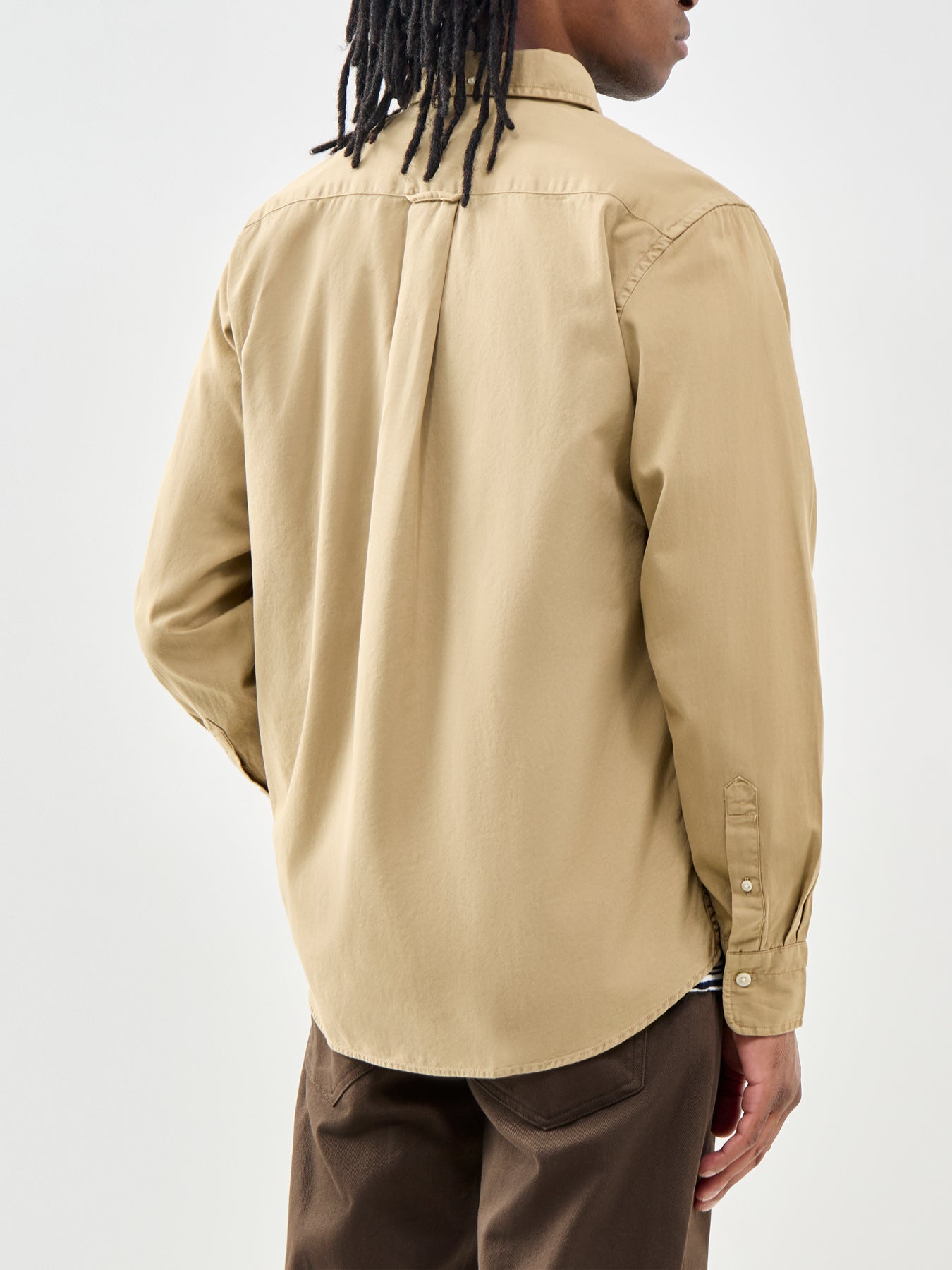 Garment Dyed Twill Long Sleeve Shirt Beige