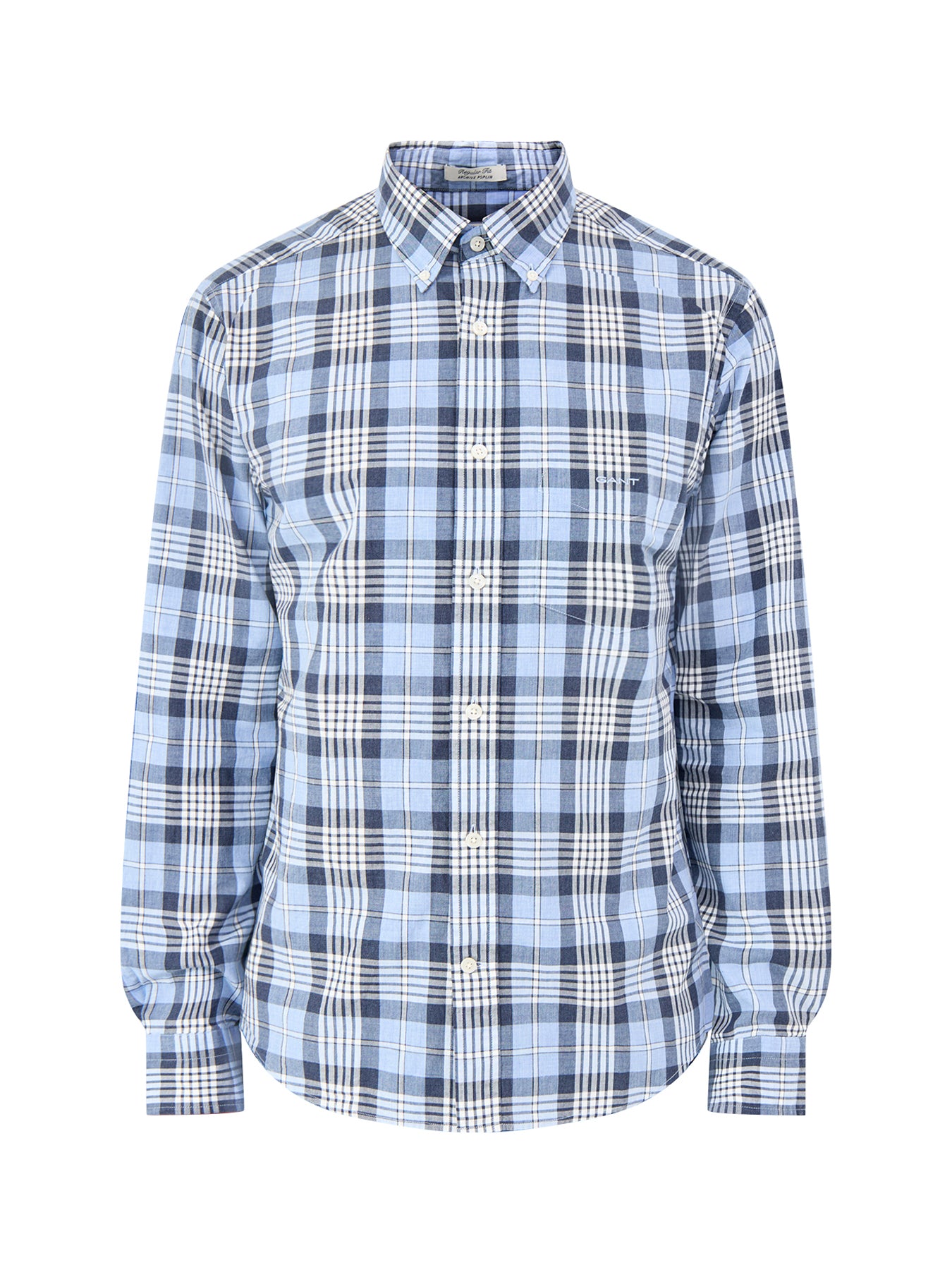 Poplin Melange Check Shirt Blue