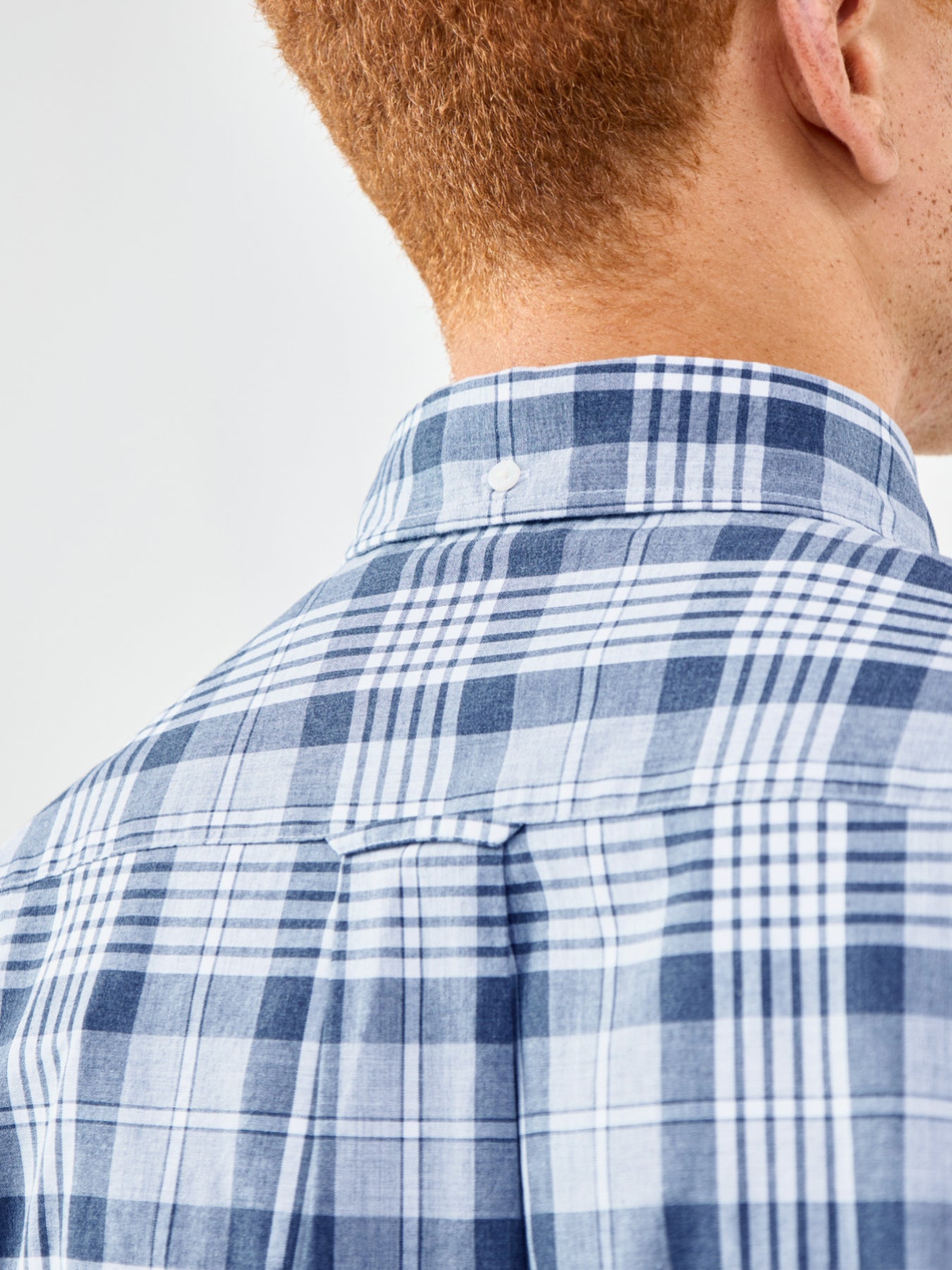 Poplin Melange Check Shirt Blue