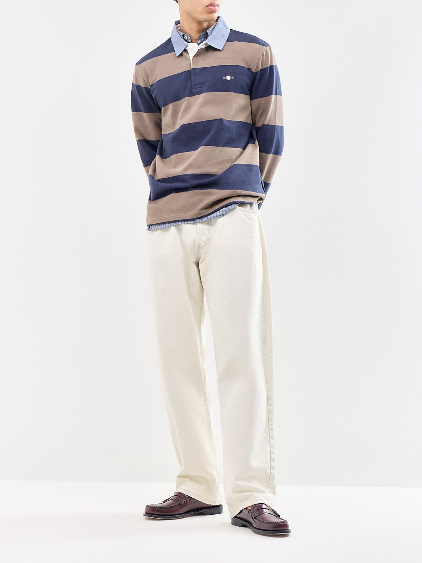 Chambray Stripe Heavy Rugger Brown