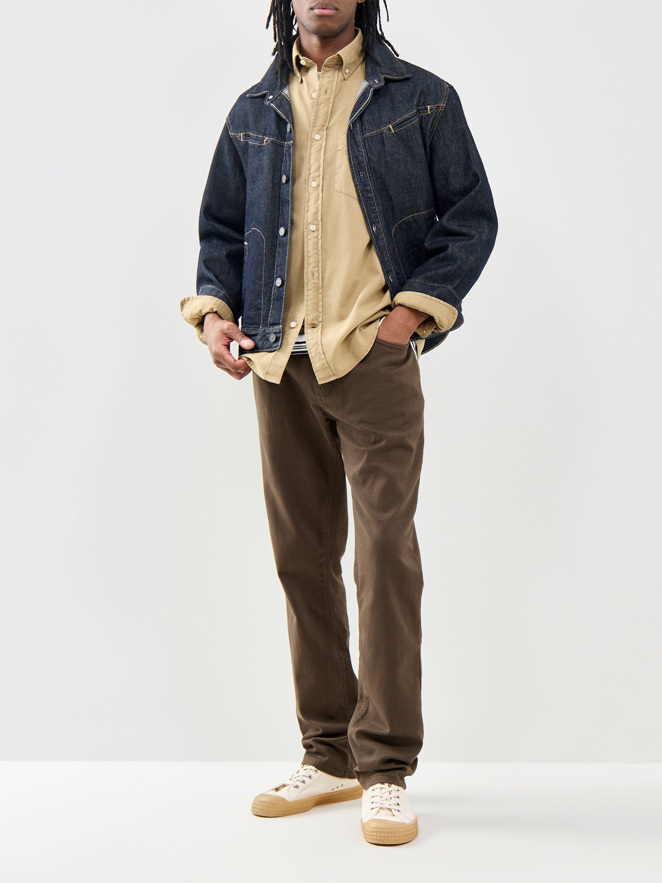 Soft Twill Straight Jeans Brown