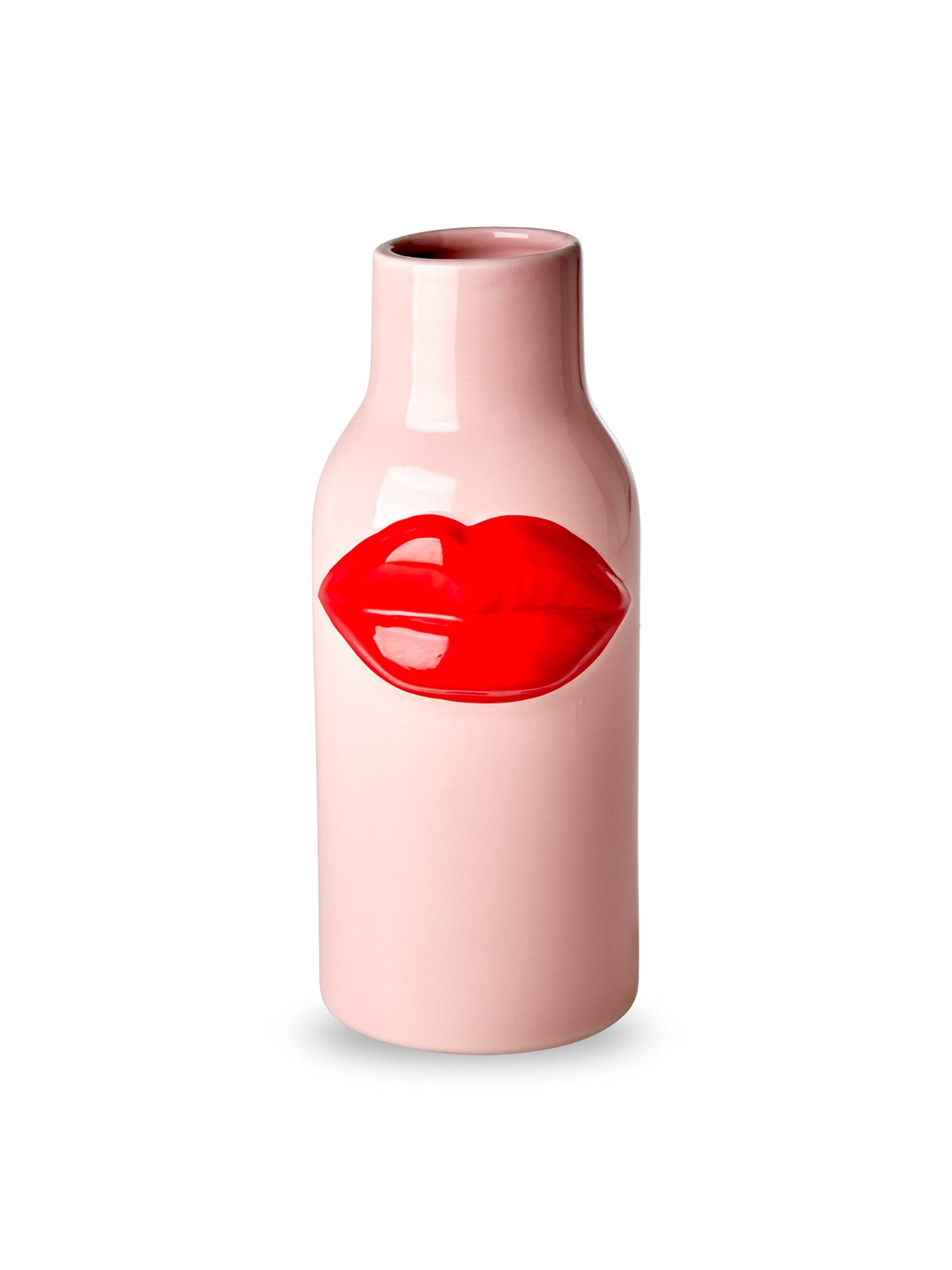 Large Ceramic Vase with Lips Pink
