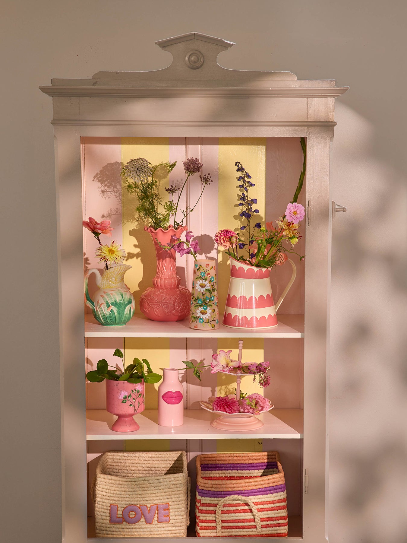 Large Ceramic Vase with Lips Pink