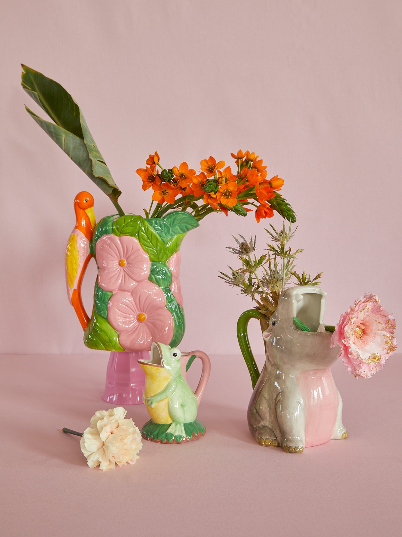 Ceramic Flower-Shaped Vase Green