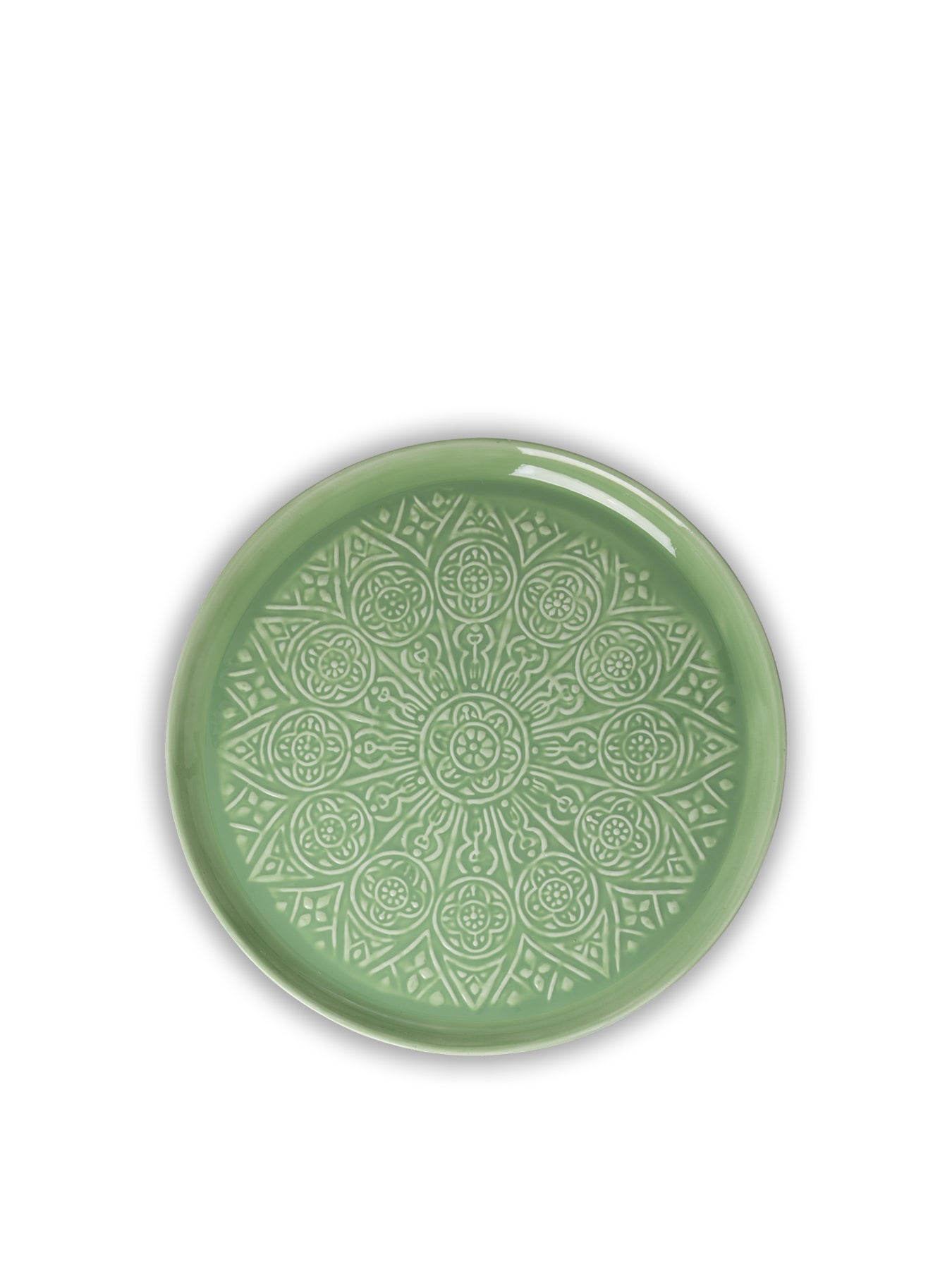 Large Metal Round Tray Green