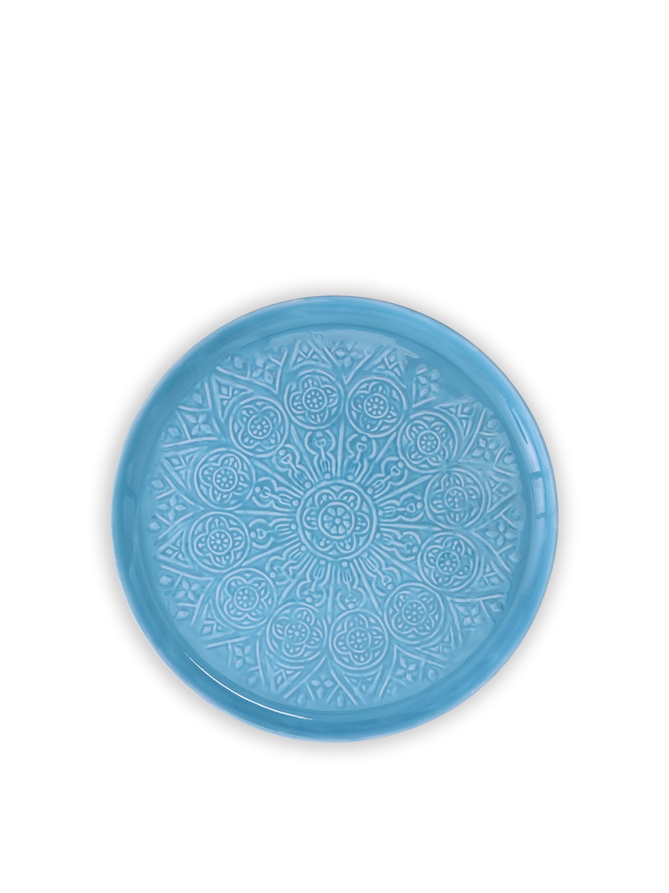 Large Metal Round Tray Blue