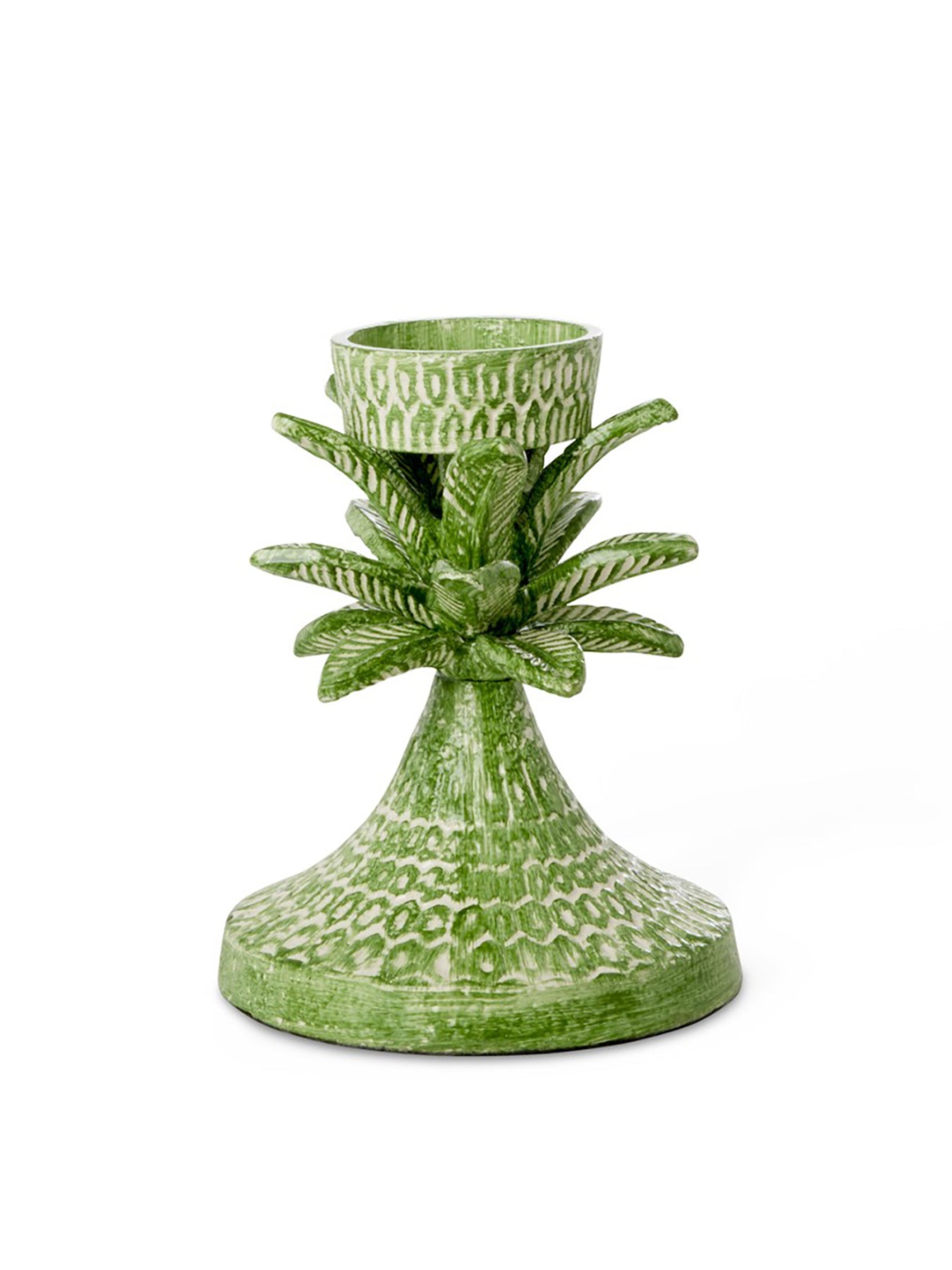 Metal Palm Tree Candleholder Green