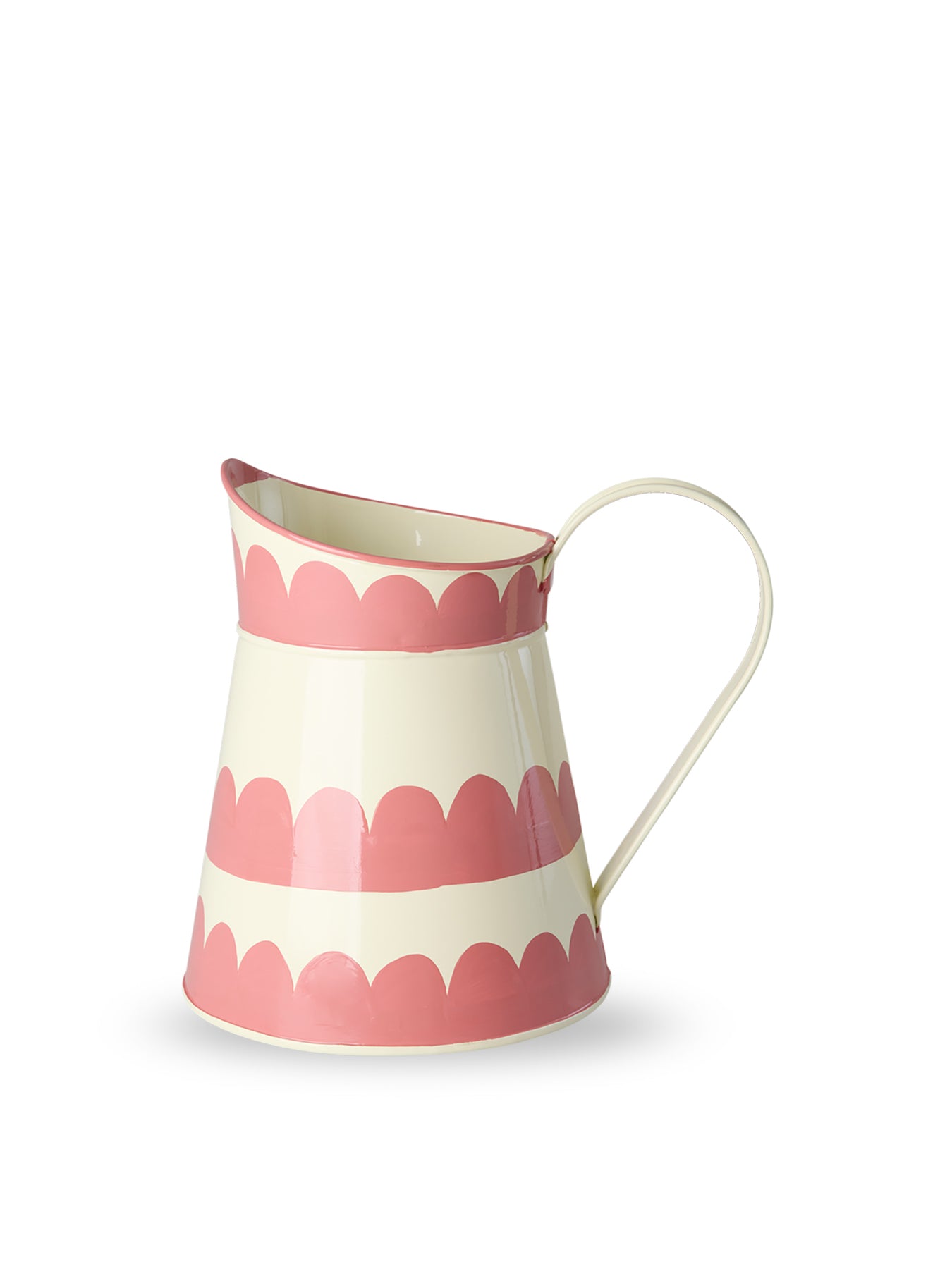Metal Jug Cream with Red Scallop Design
