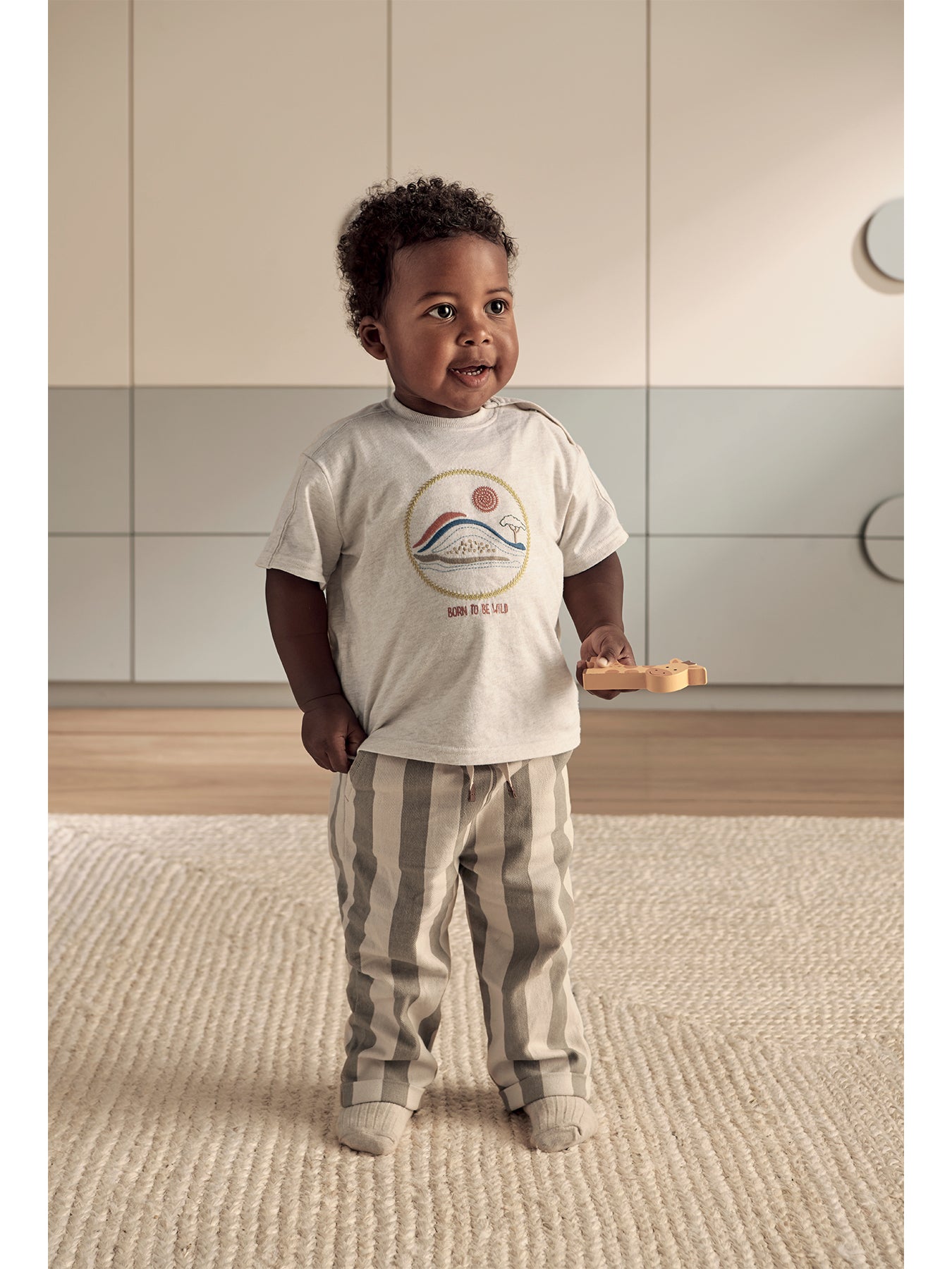 Baby Stripe Twill Trousers Green