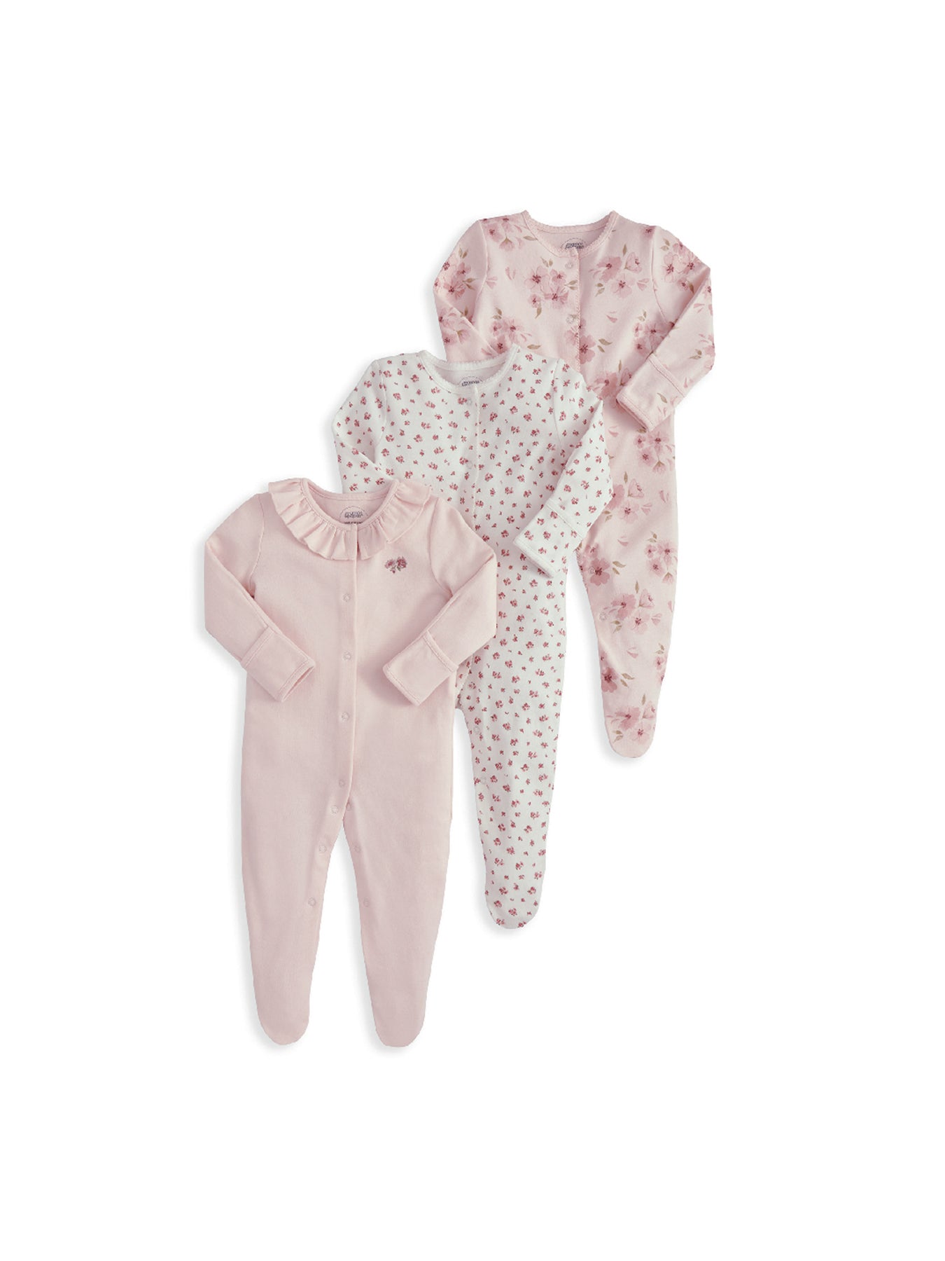 Baby Watercolour Short Sleeve Bodysuits 3 Pack Pink