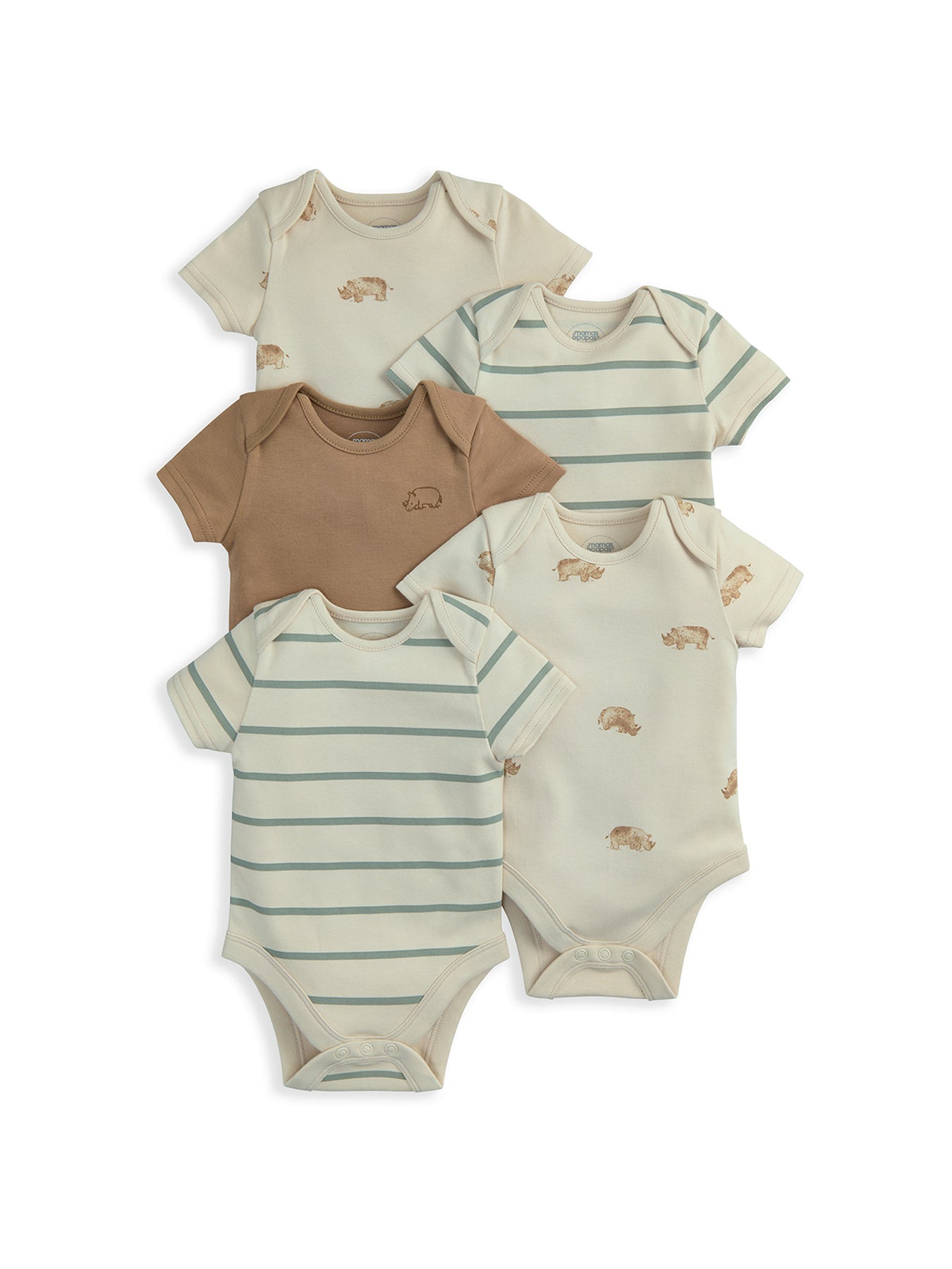 Baby Rhino Bodysuit Set Multi